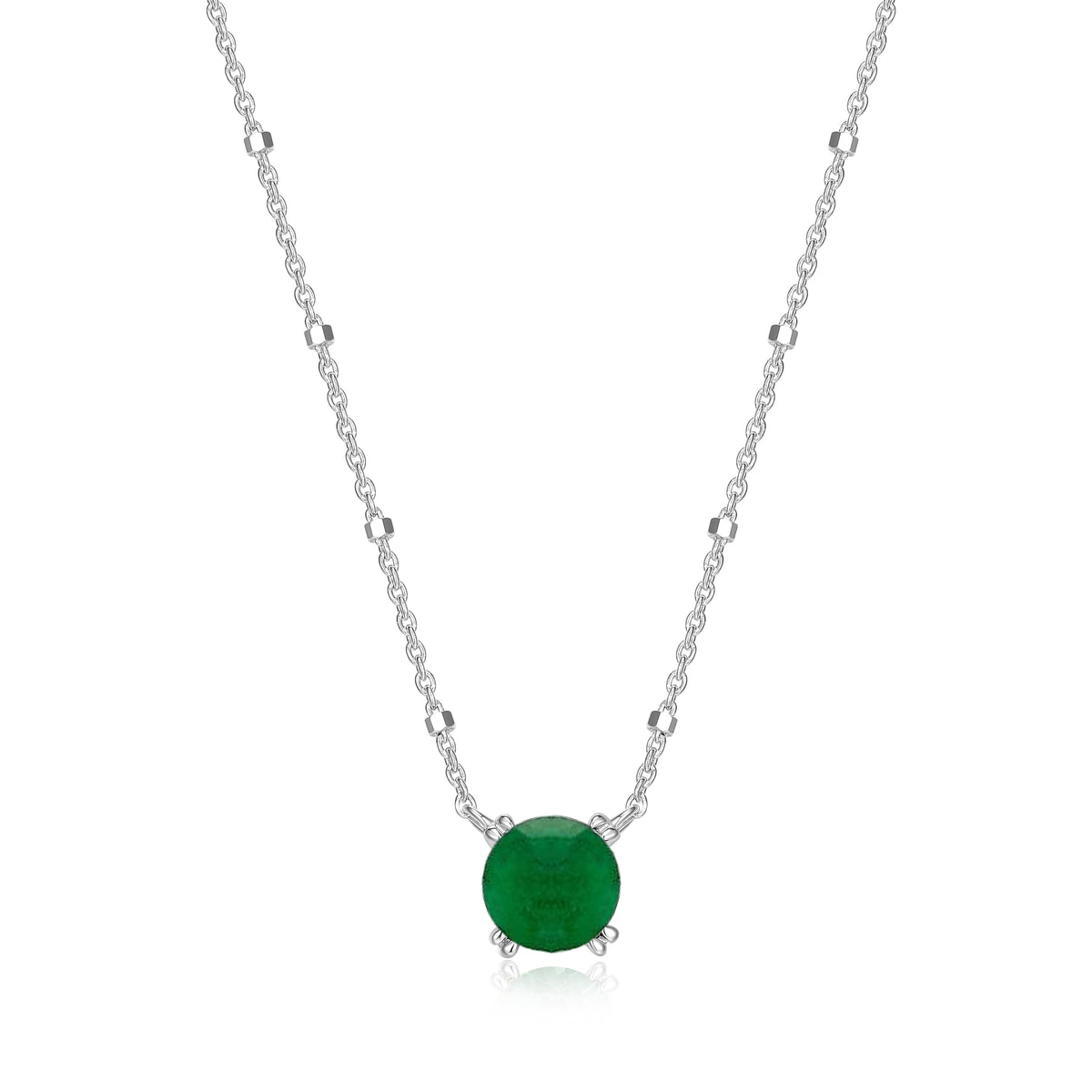 Samuel B. Emerald Solitaire Birthstone Sparkle Necklace - May