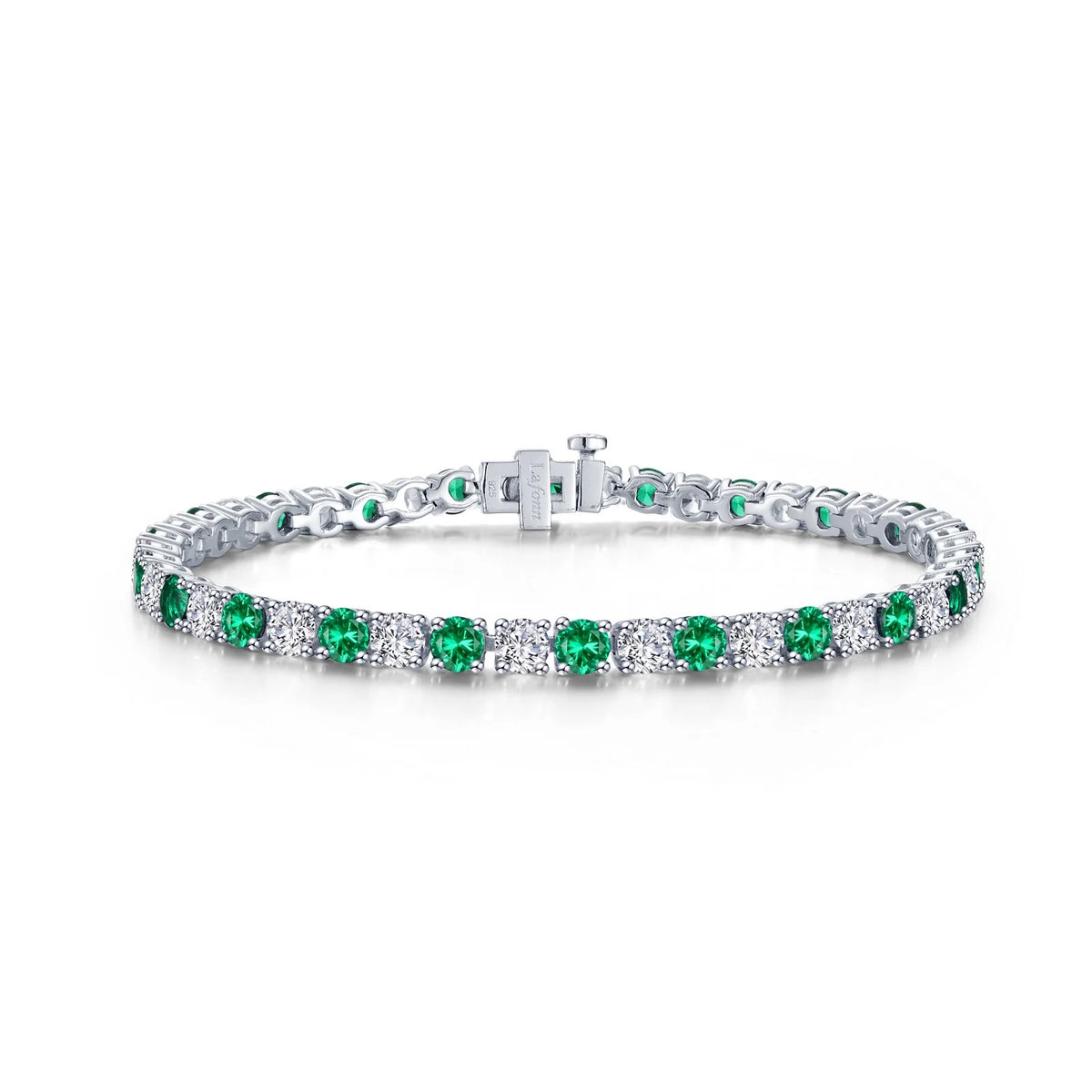 Lafonn Simulated Diamond &amp; Emerald Alternating Tennis Bracelet B0176CEP72