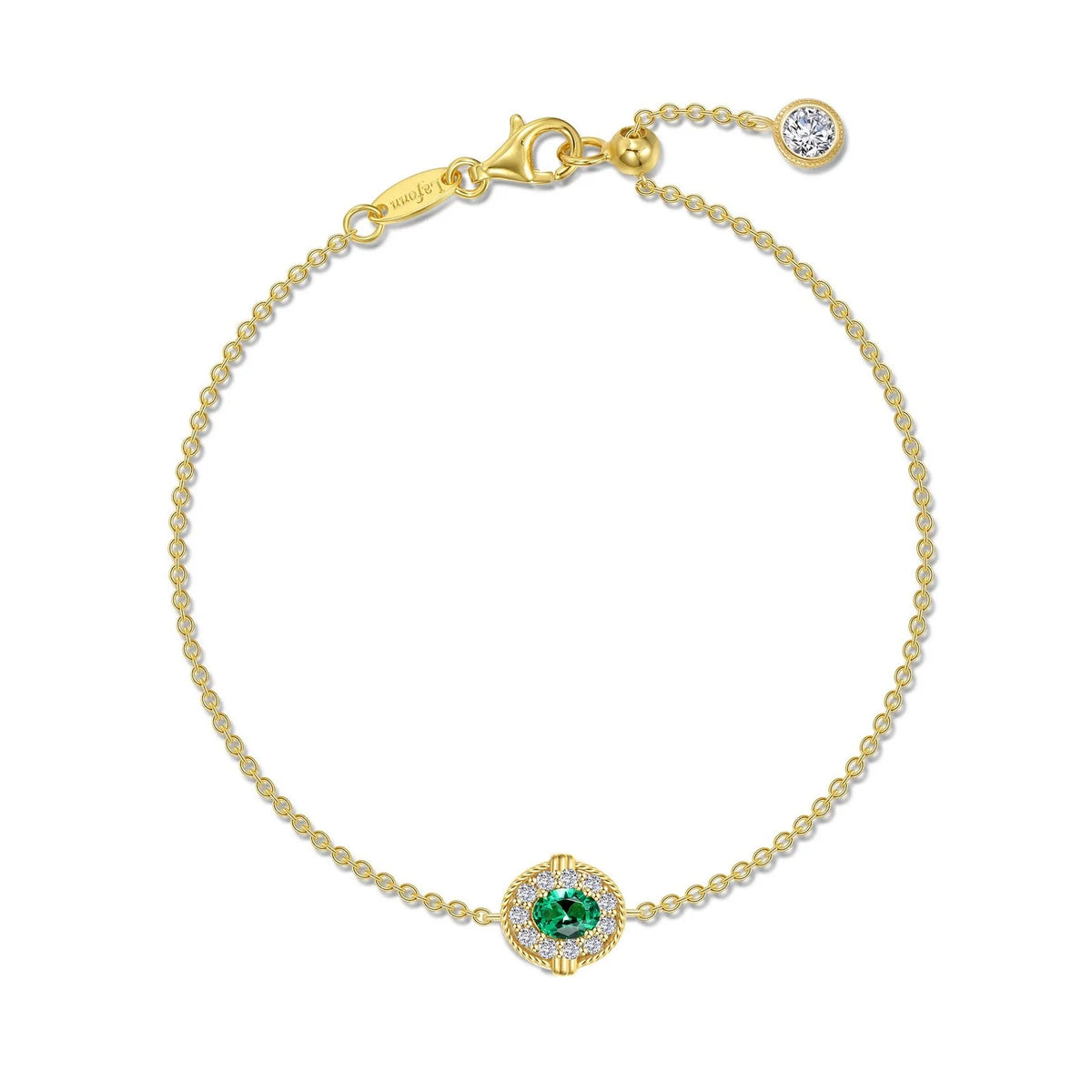 Lafonn Simulated Diamond &amp; Emerald Halo Bracelet B0193CEG70