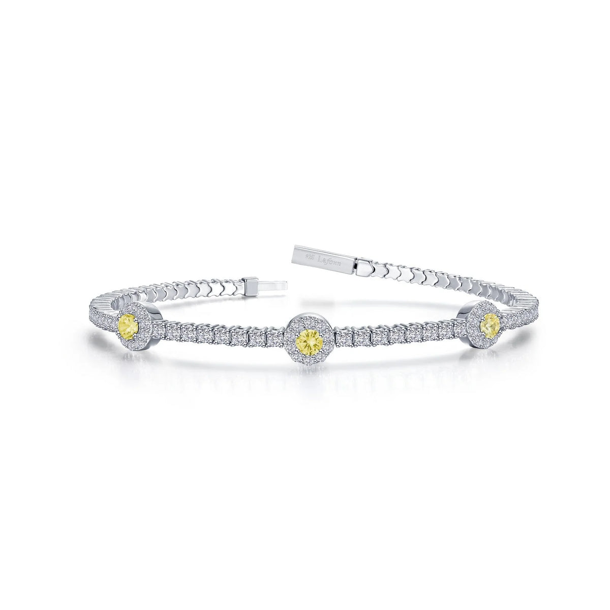 Lafonn Simulated Diamond &amp; Canary Halo Flexible Tennis Bracelet B0194CAP68