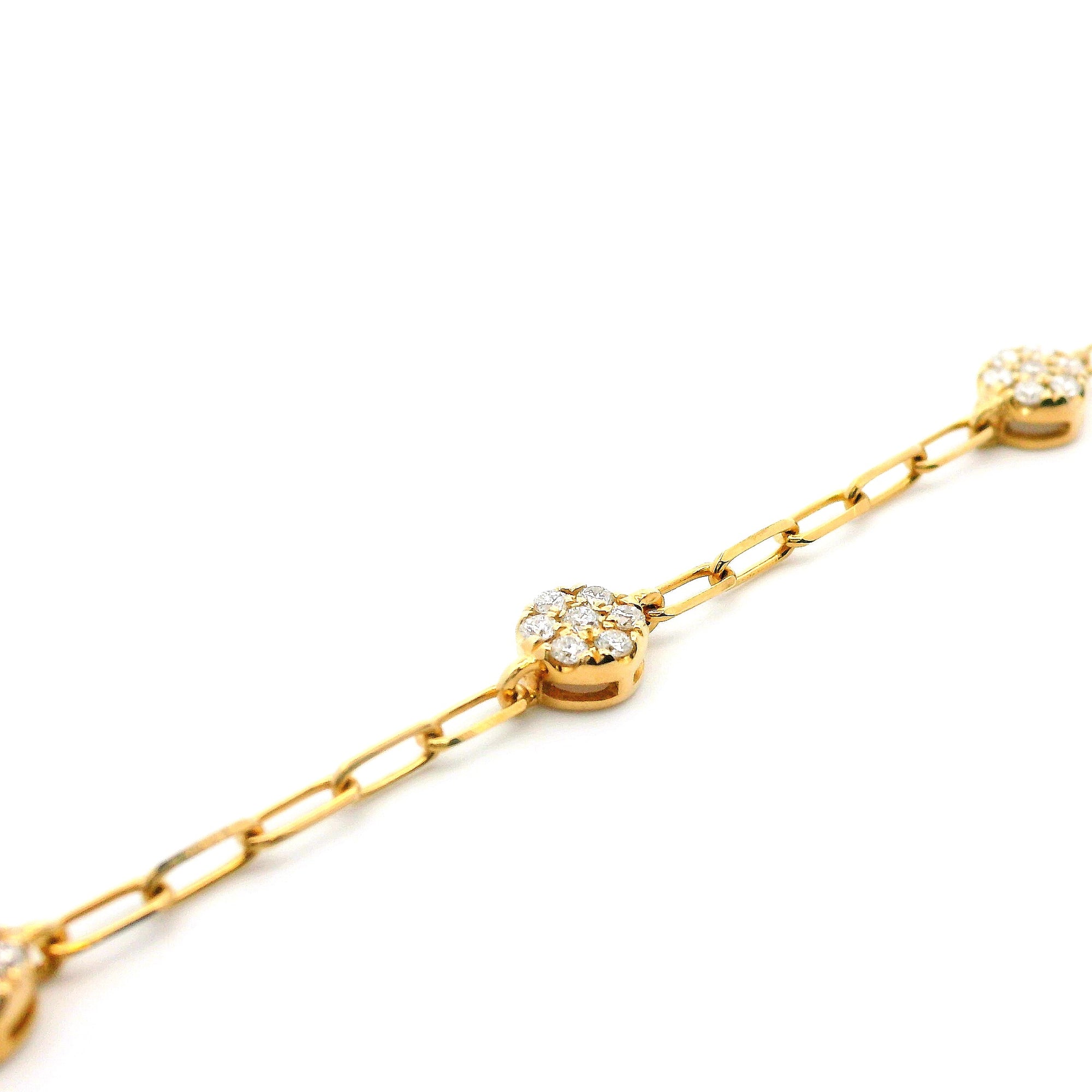 14K Yellow Gold 0.44cttw. Diamond Round Cluster Oval Link Bracelet