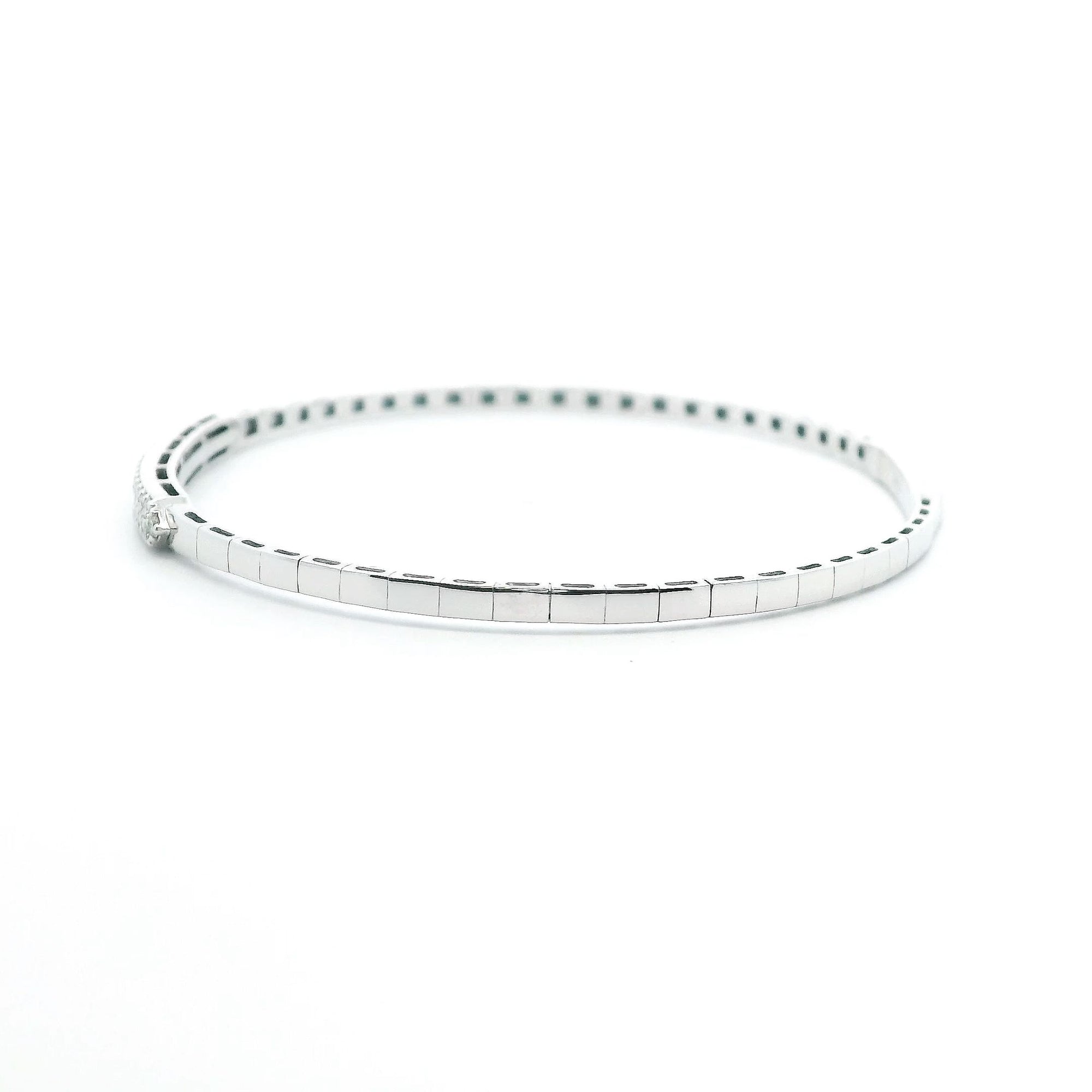 14K White Gold 0.49cttw. Diamond Flexible Bangle Bracelet