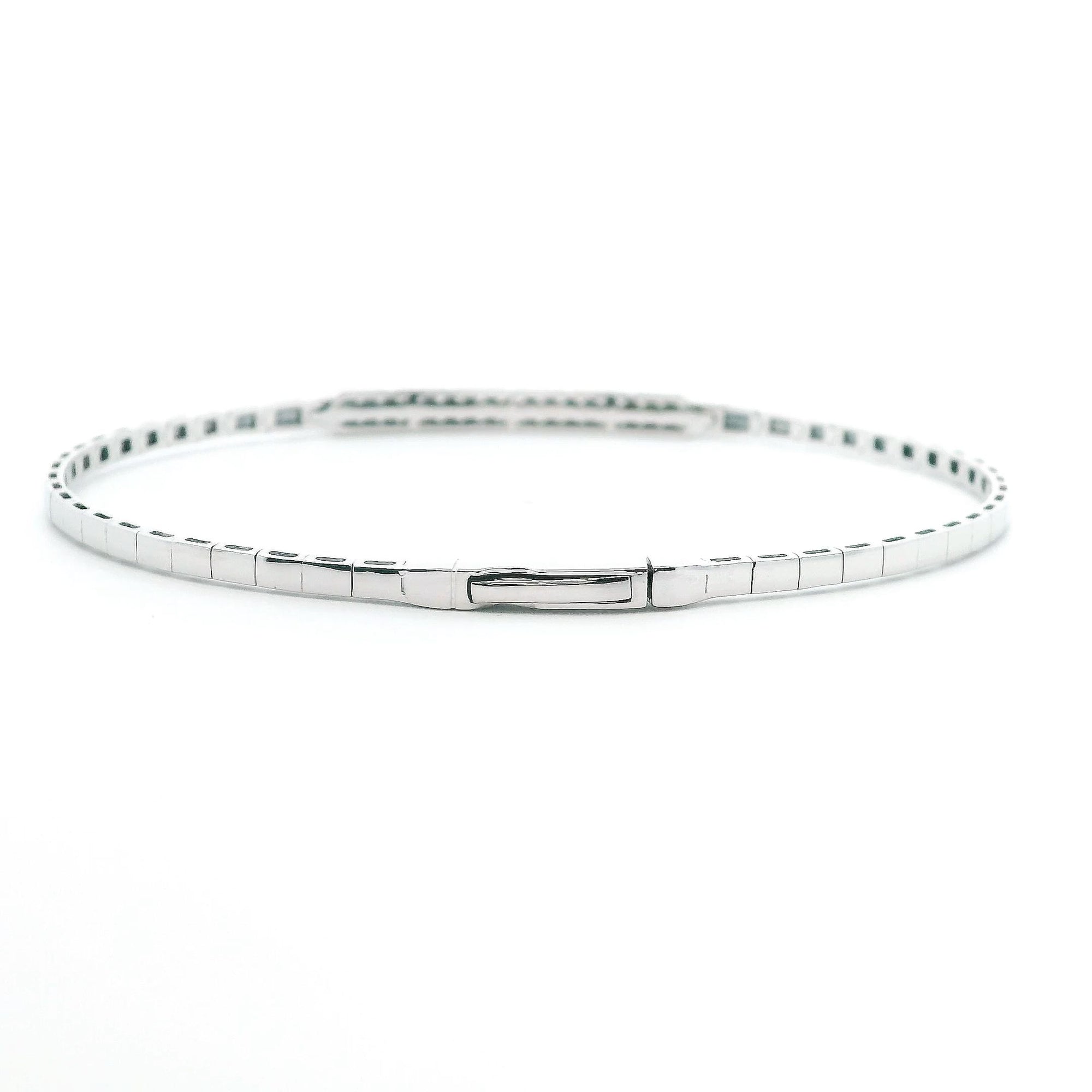 14K White Gold 0.49cttw. Diamond Flexible Bangle Bracelet