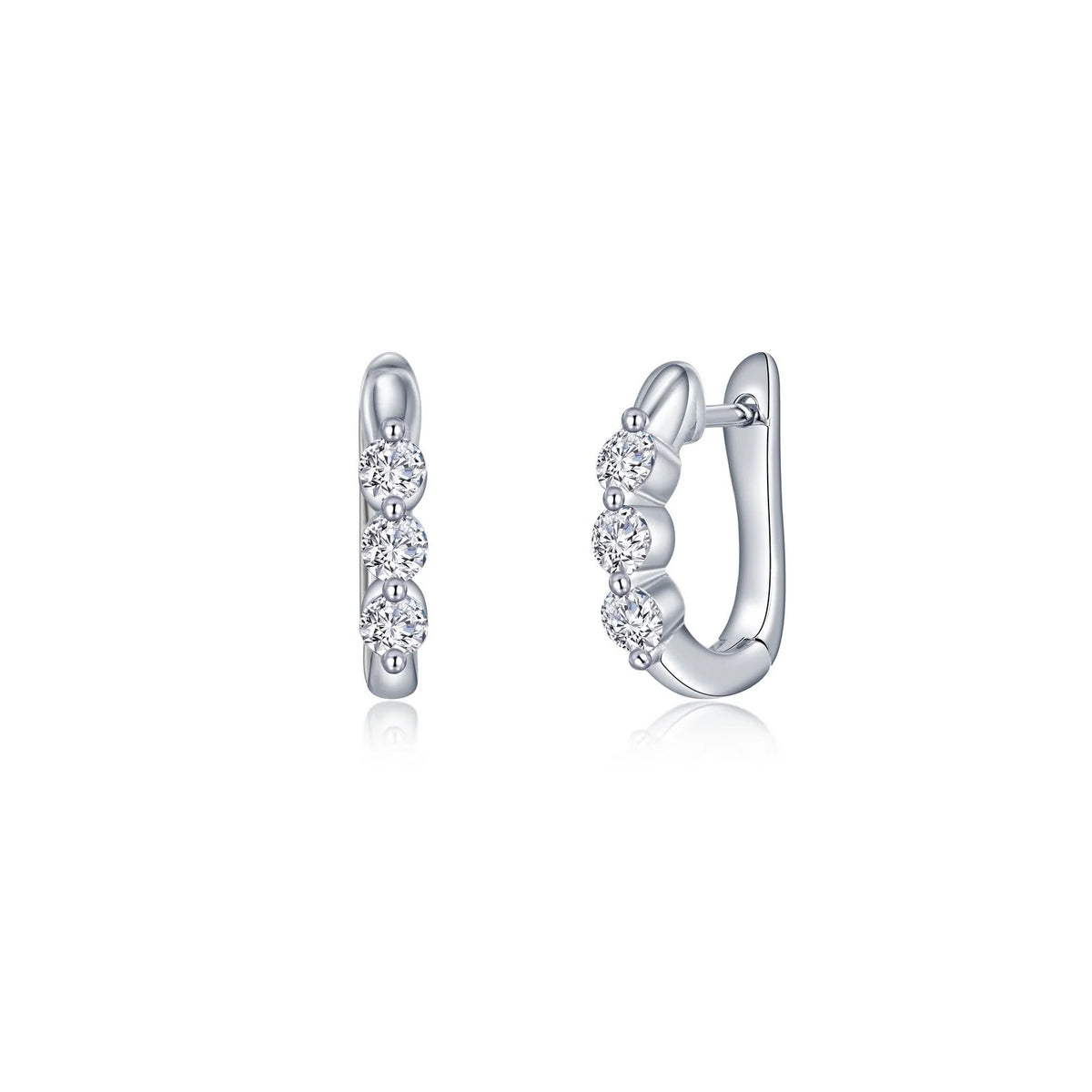 Lafonn Simulated Diamond 3-Stone Huggie Hoop Earrings E0618CLP00