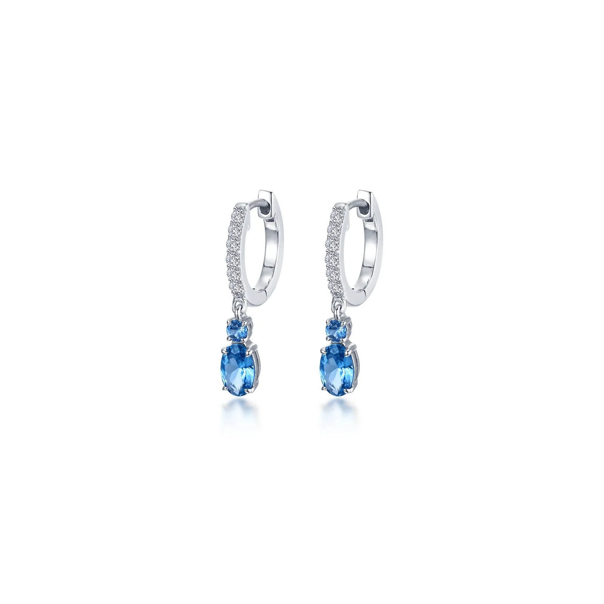 Lafonn Simulated Diamond &amp; Blue Topaz Huggie Hoop Earrings E0624BTP