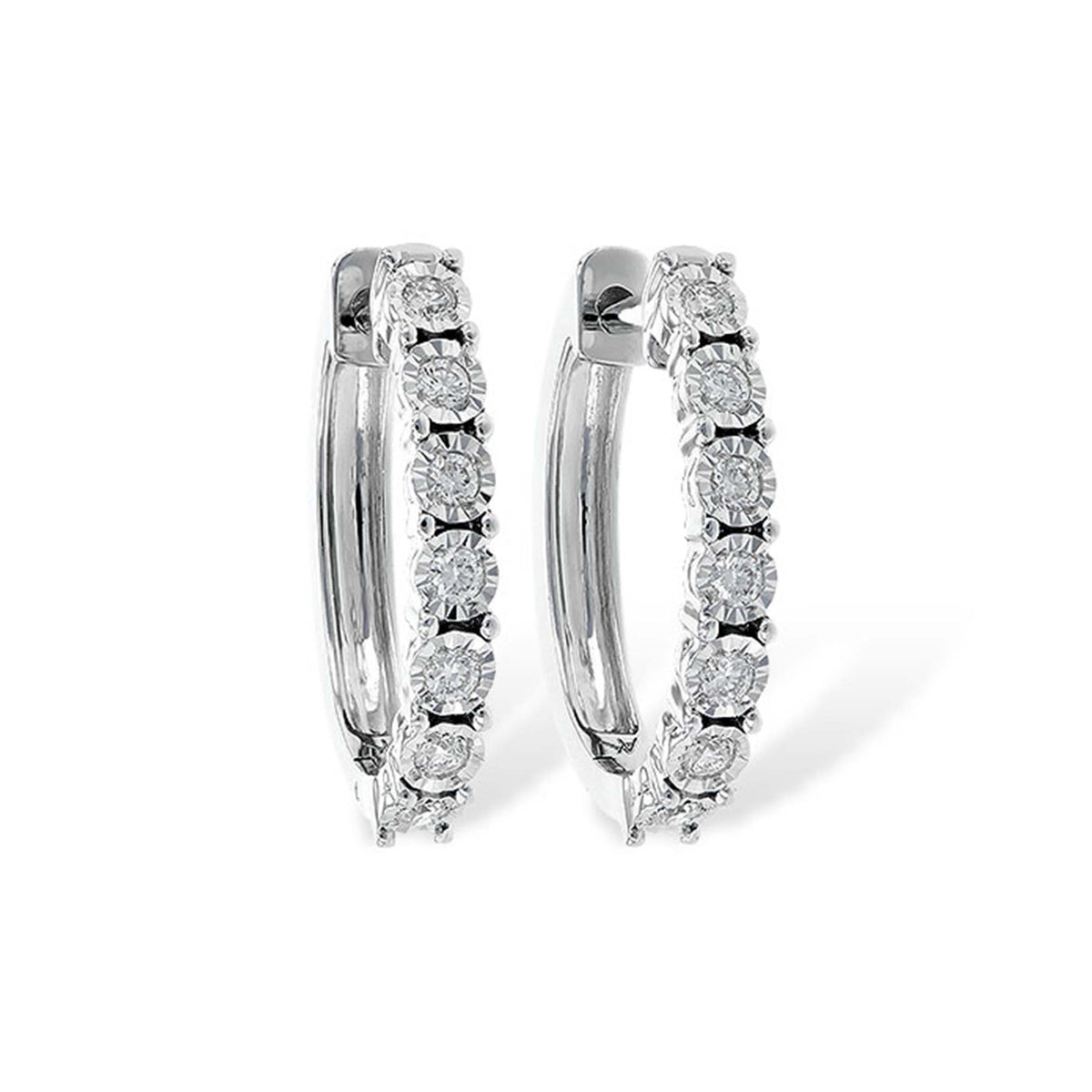 14K White Gold 0.25cttw. Diamond Illusion Hoop Earrings