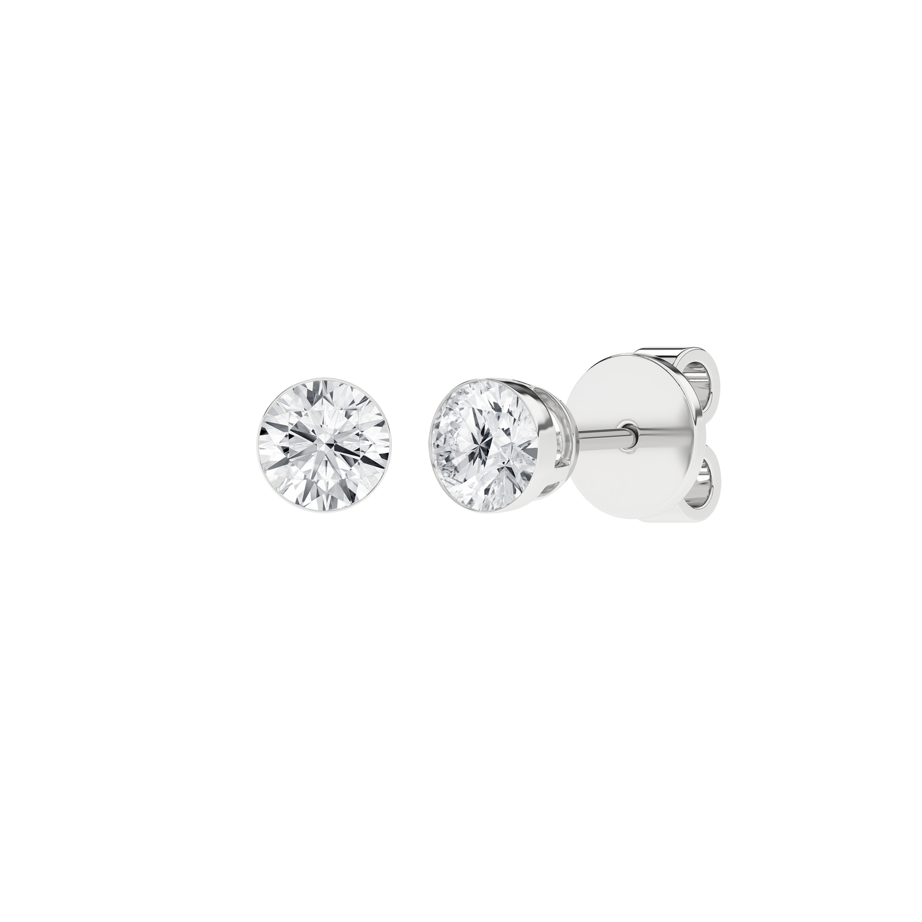 1 Carat Round Lab Grown Diamond 14K Gold Seamless Solitaire Stud Earrings