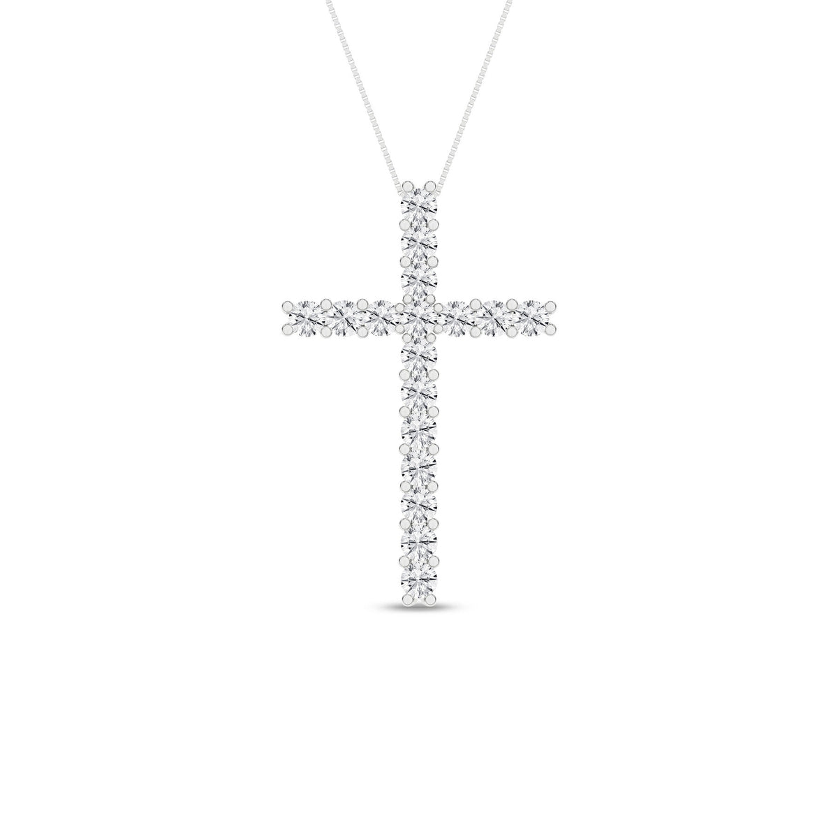 1/2 Carat Round Lab Grown Diamond 14K Gold Cross Necklace