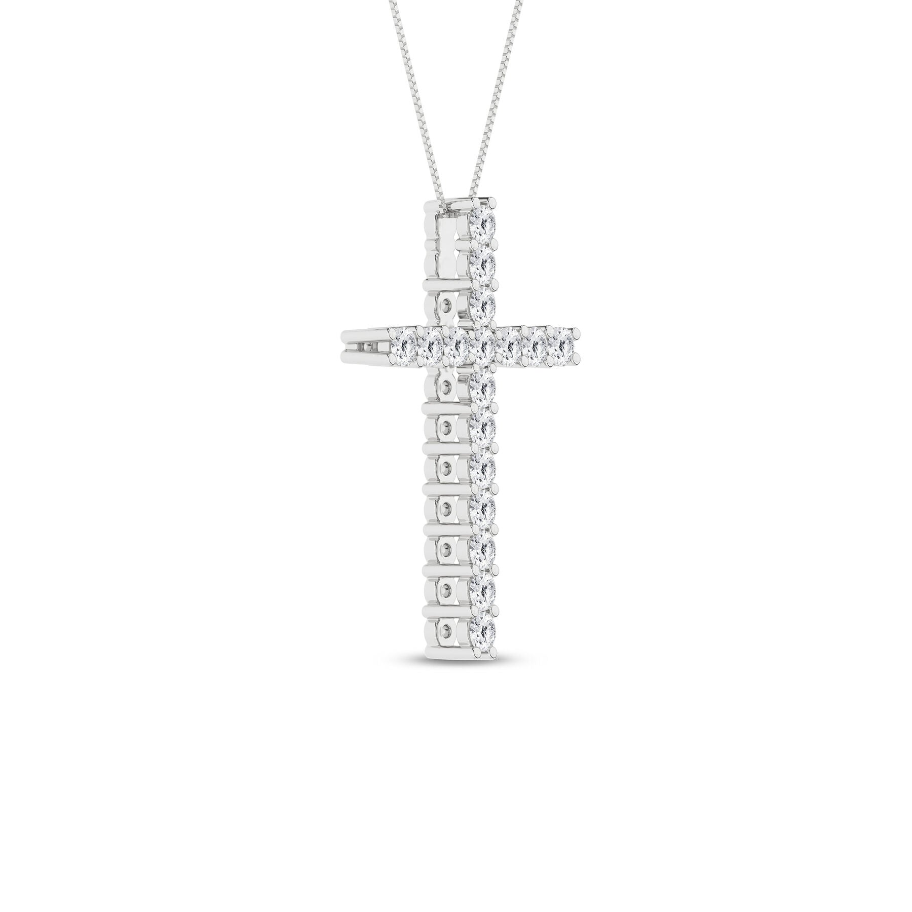 1/2 Carat Round Lab Grown Diamond 14K Gold Cross Necklace