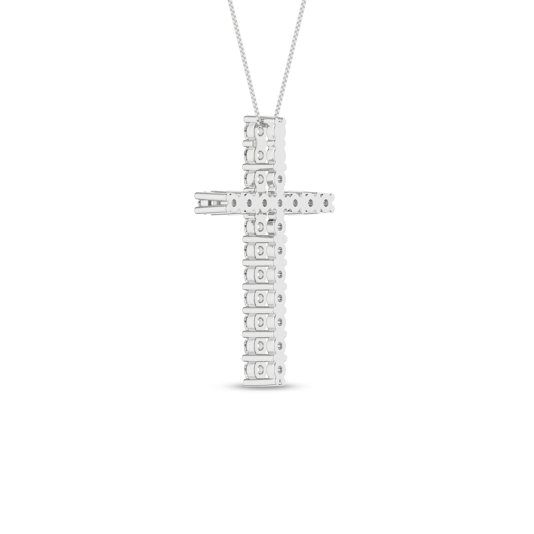 1/2 Carat Round Lab Grown Diamond 14K Gold Cross Necklace