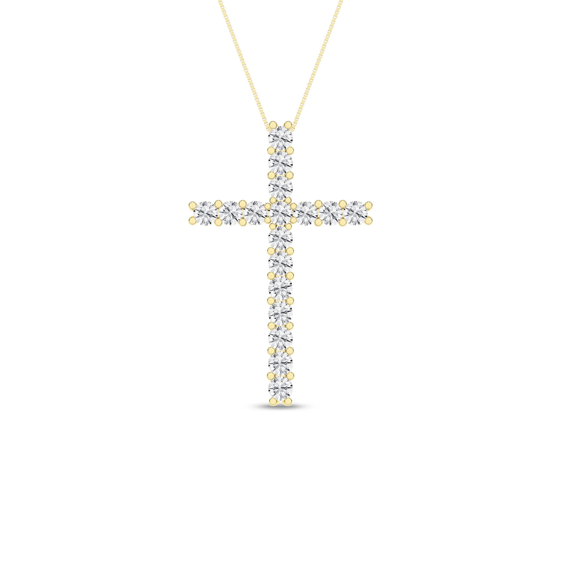 1/2 Carat Round Lab Grown Diamond 14K Gold Cross Necklace