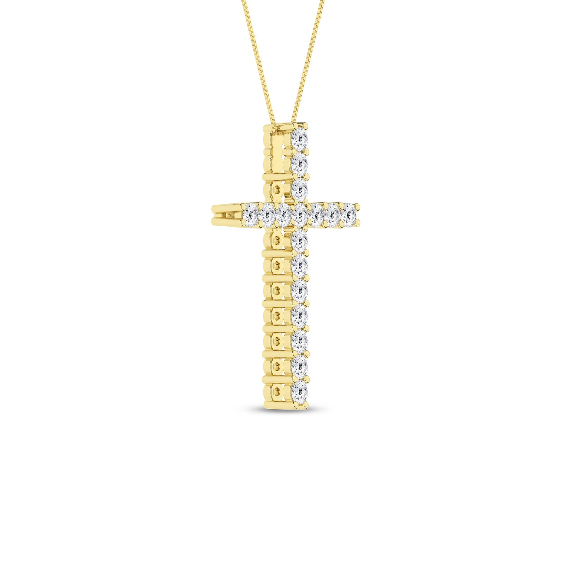 1/2 Carat Round Lab Grown Diamond 14K Gold Cross Necklace