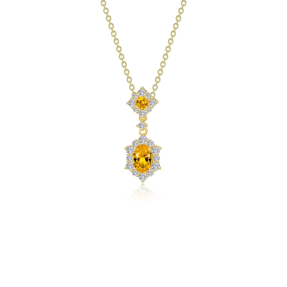 Lafonn Simulated Diamond &amp; Citrine Oval Halo Necklace N0322CTG20