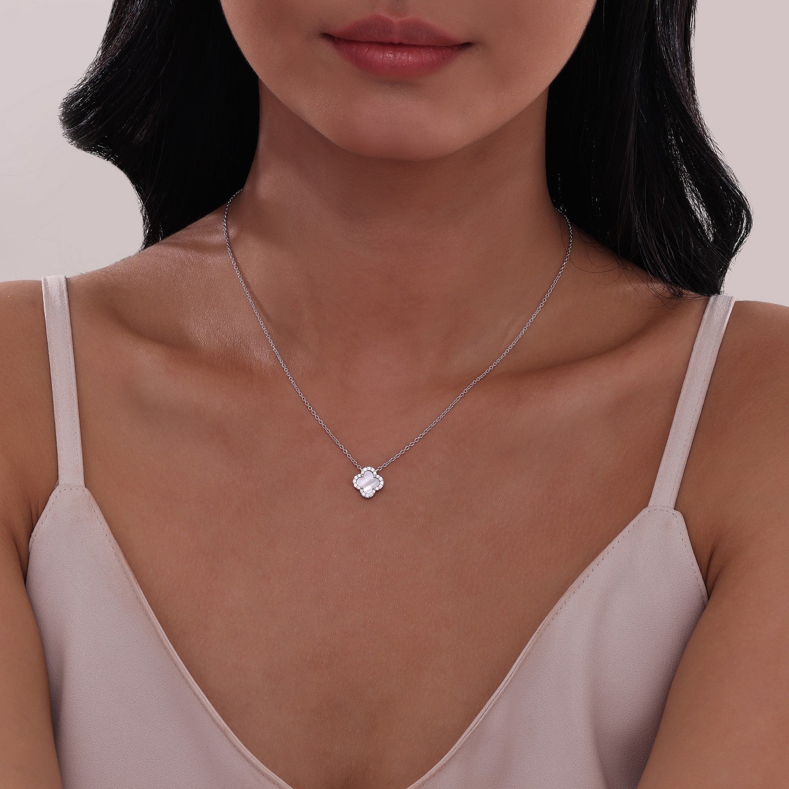 Lafonn Simulated Diamond & Mother of Pearl Halo Necklace N0334MPP20