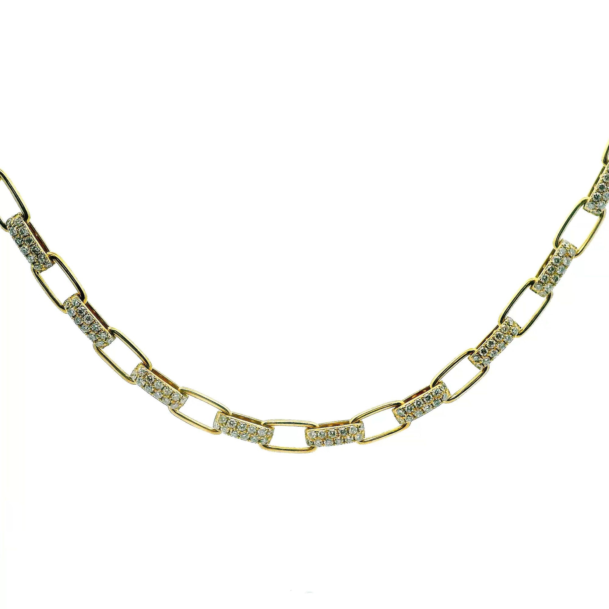 14K Yellow Gold 2.75cttw. Diamond Alternating Oval Link Necklace