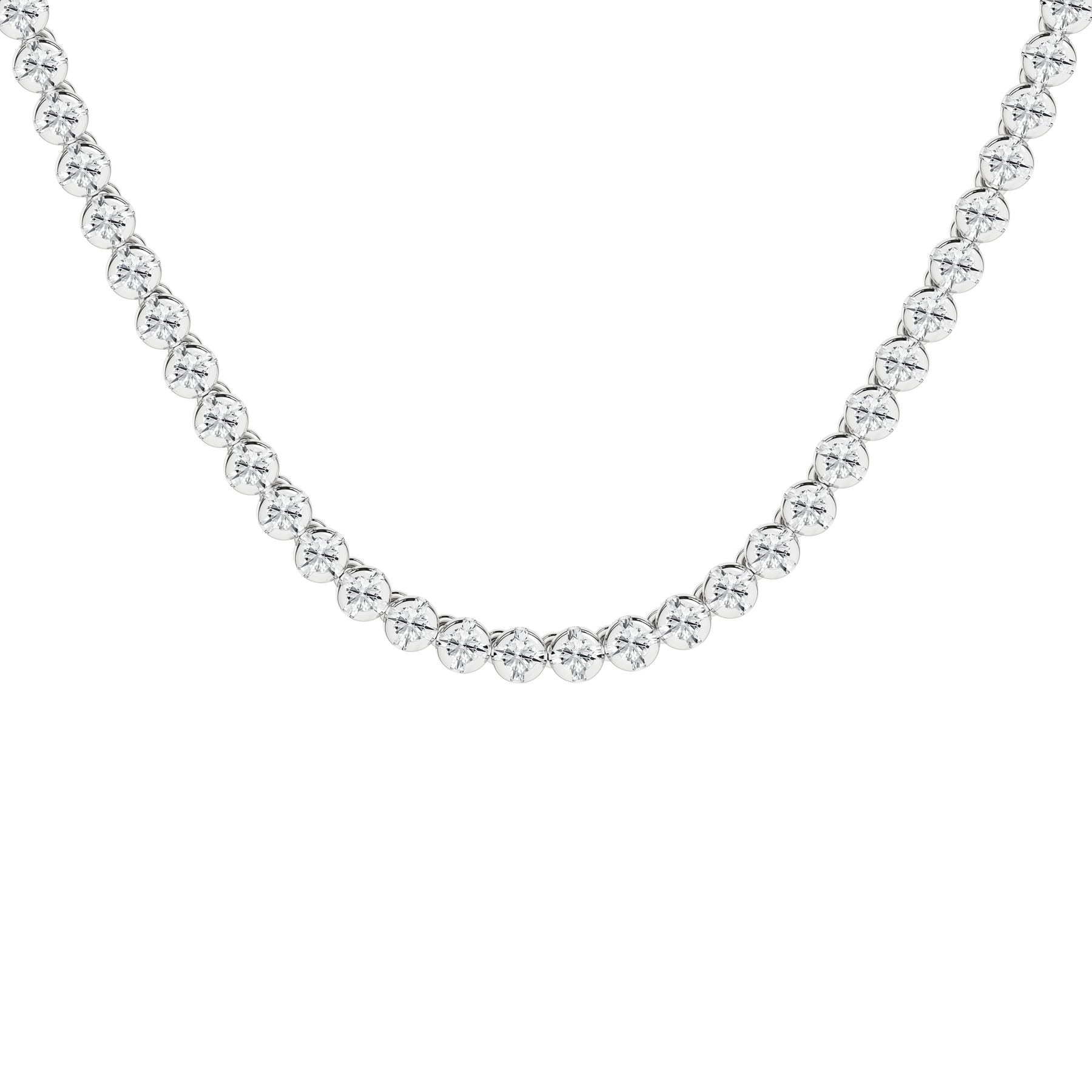 2 Carat Round Lab Grown Diamond 14K Gold Half Eternity Tennis Necklace