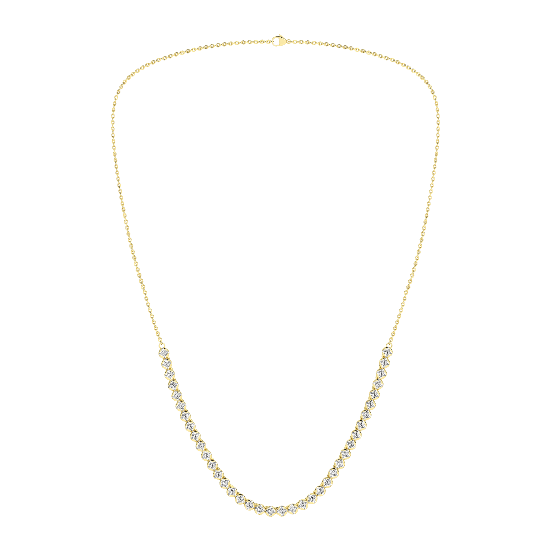 2 Carat Round Lab Grown Diamond 14K Gold Half Eternity Tennis Necklace