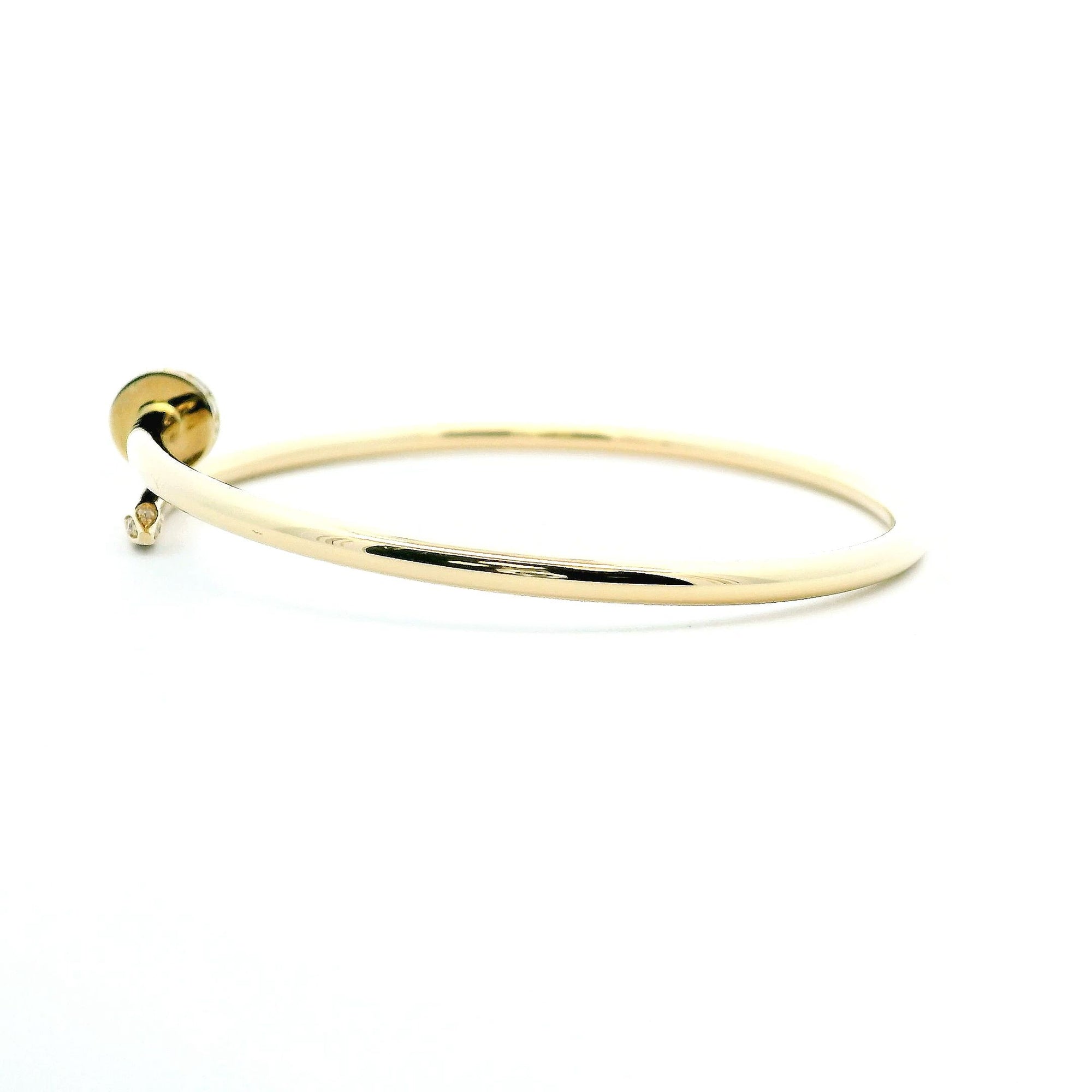 14K Yellow Gold 0.19cttw. Diamond Flexible Nail Cuff Bangle Bracelet