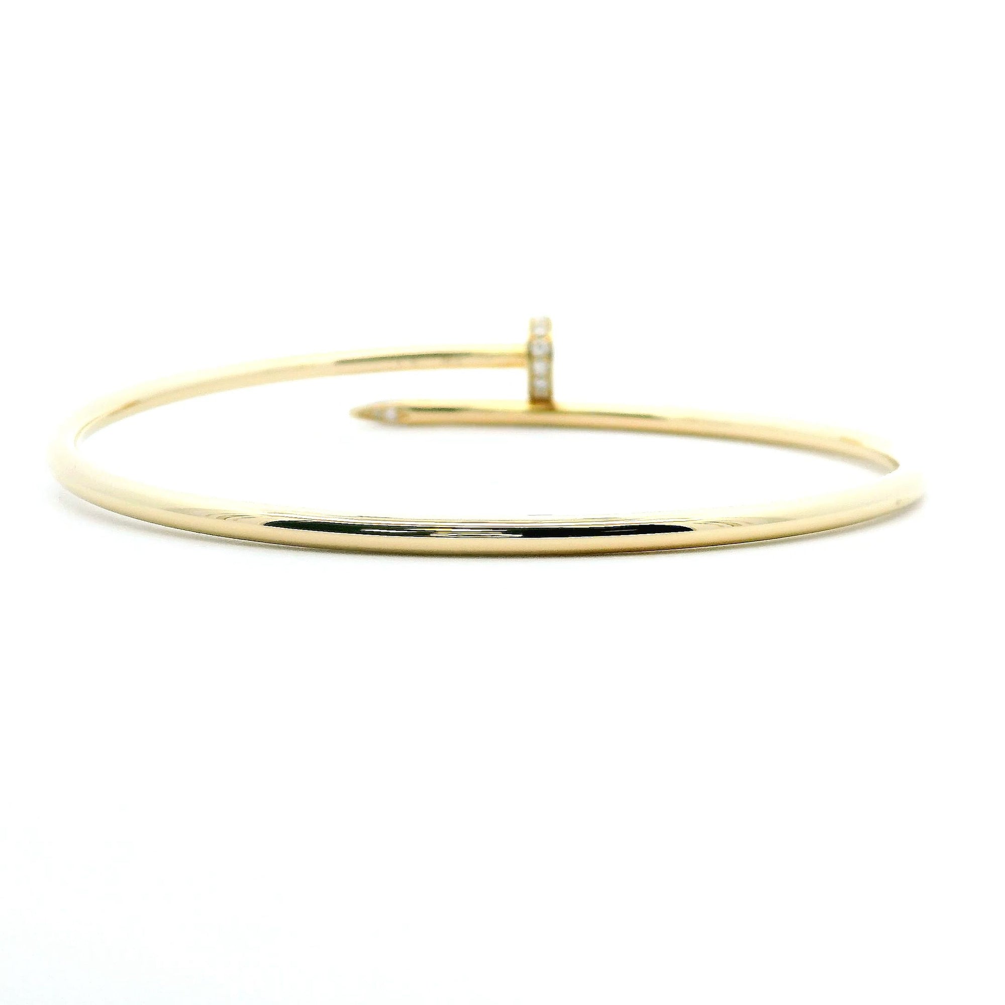 14K Yellow Gold 0.19cttw. Diamond Flexible Nail Cuff Bangle Bracelet