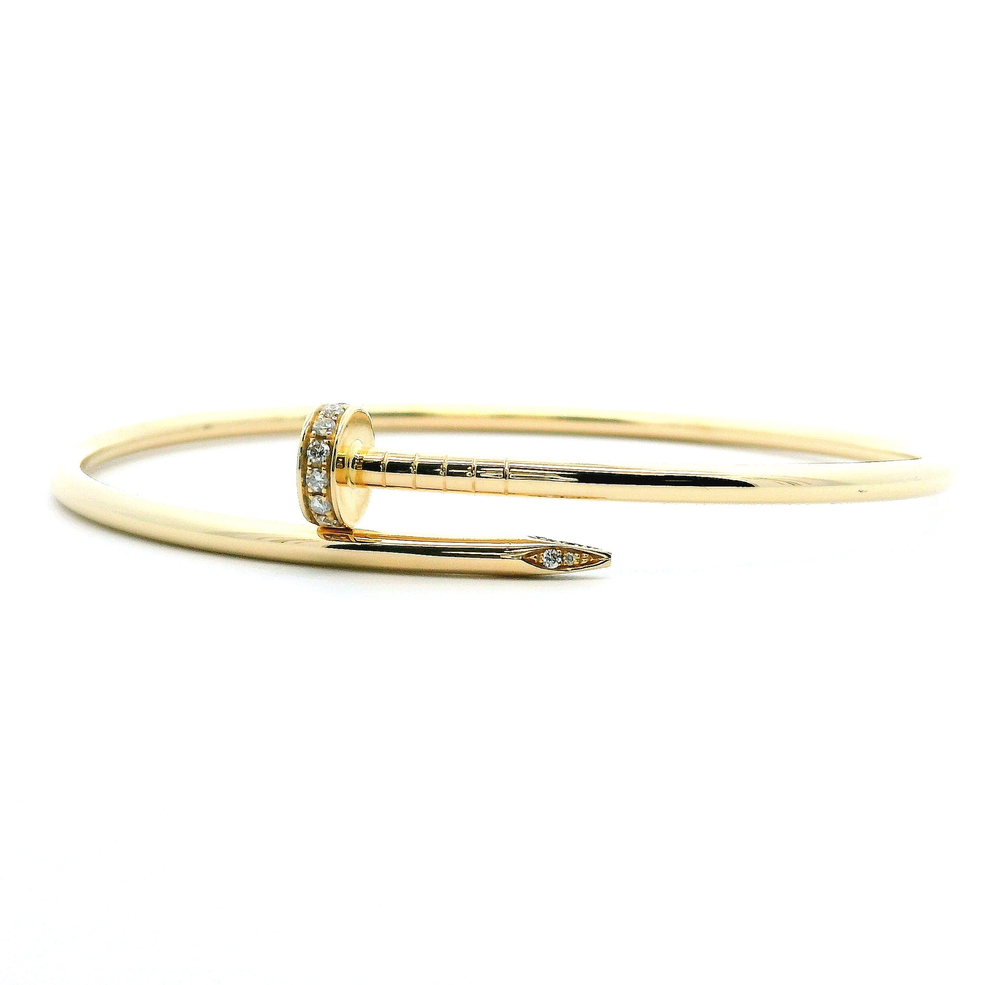 14K Yellow Gold 0.19cttw. Diamond Flexible Nail Cuff Bangle Bracelet