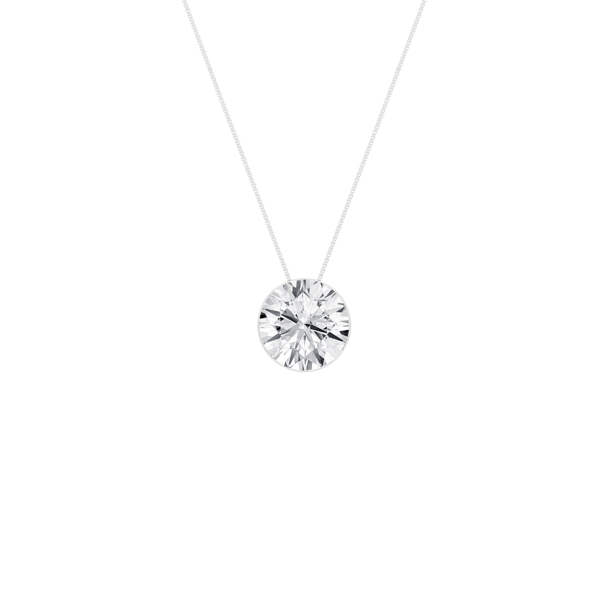 1 ½ Carat Round Lab Grown Diamond 14K Gold Seamless Solitaire Necklace