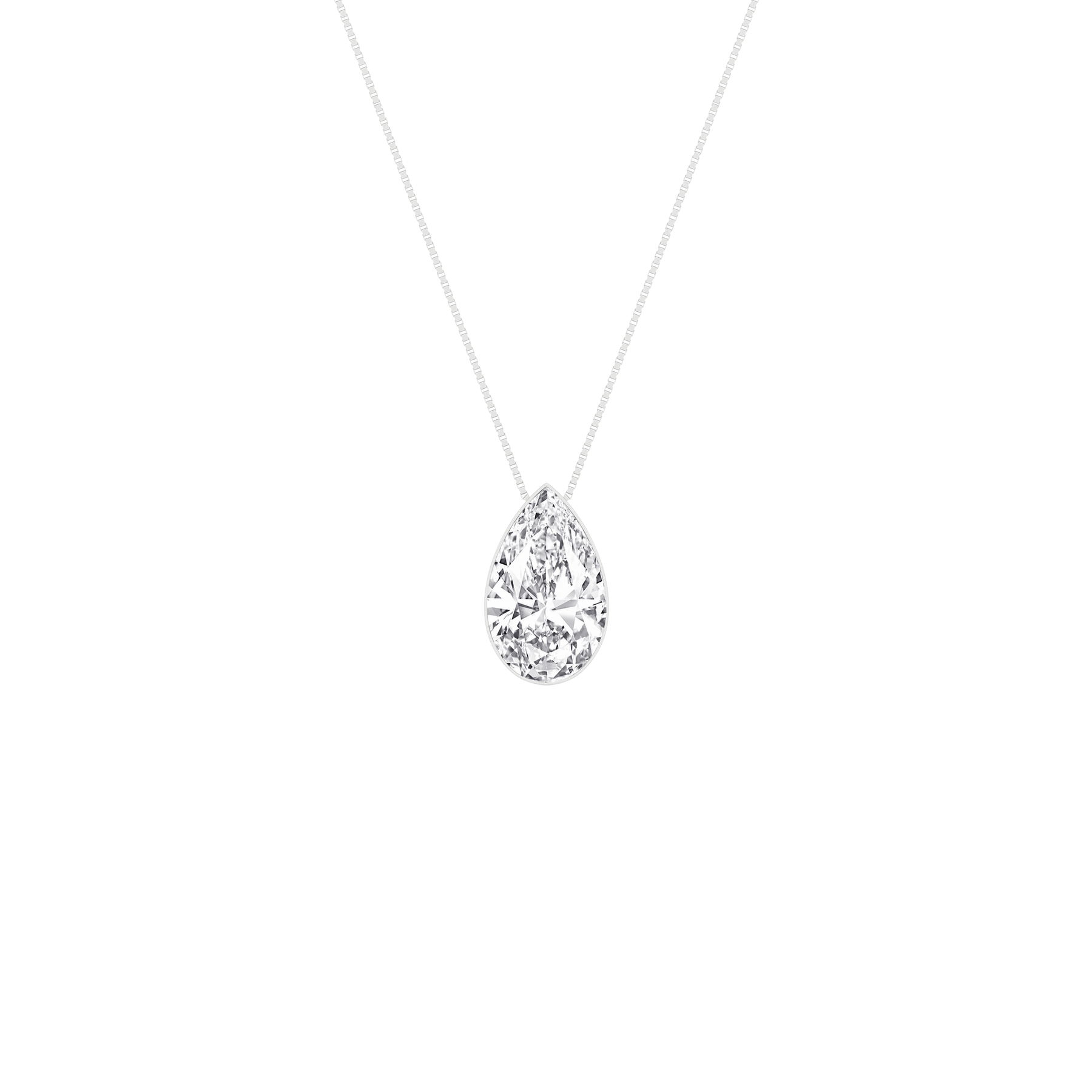 1 Carat Pear Lab Grown Diamond 14K Gold Seamless Solitaire Necklace