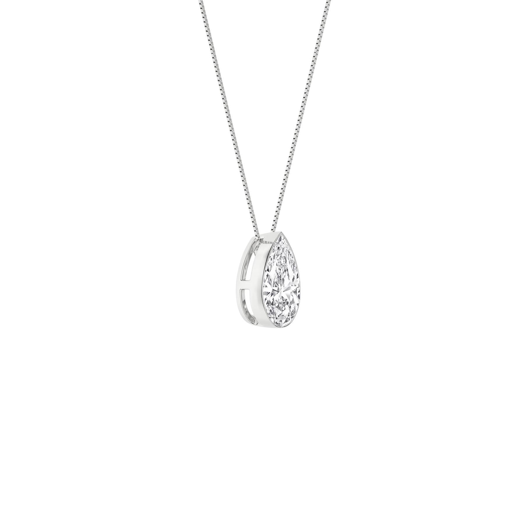 1 Carat Pear Lab Grown Diamond 14K Gold Seamless Solitaire Necklace