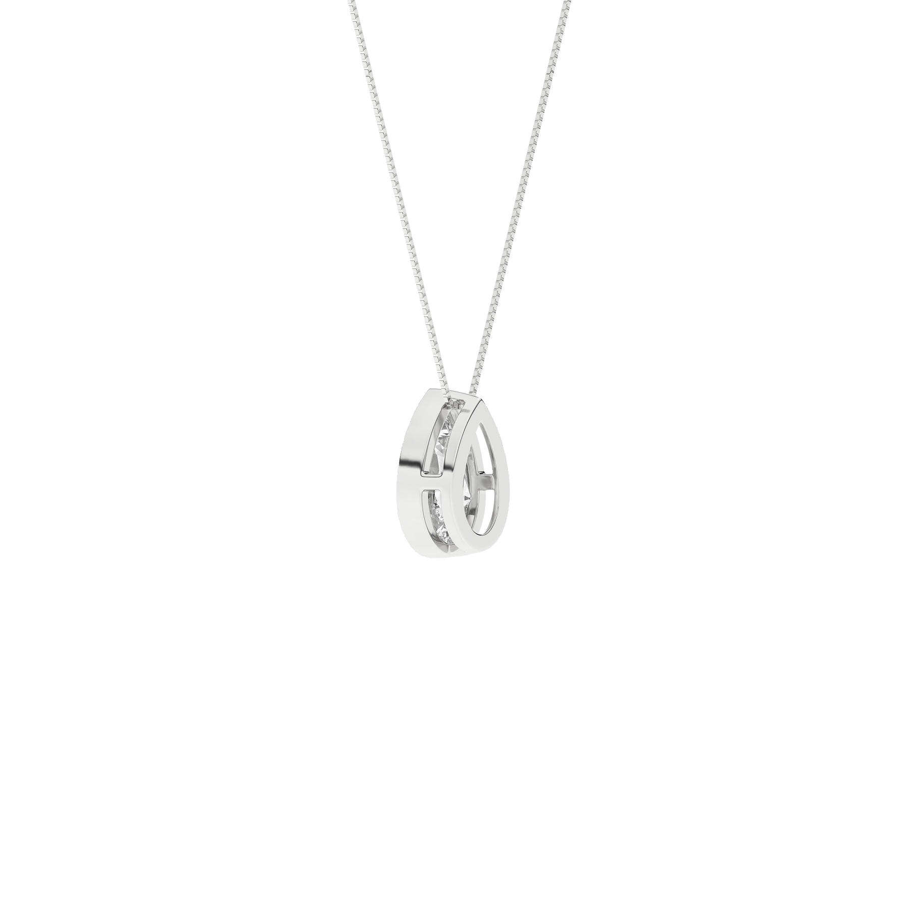 1 Carat Pear Lab Grown Diamond 14K Gold Seamless Solitaire Necklace