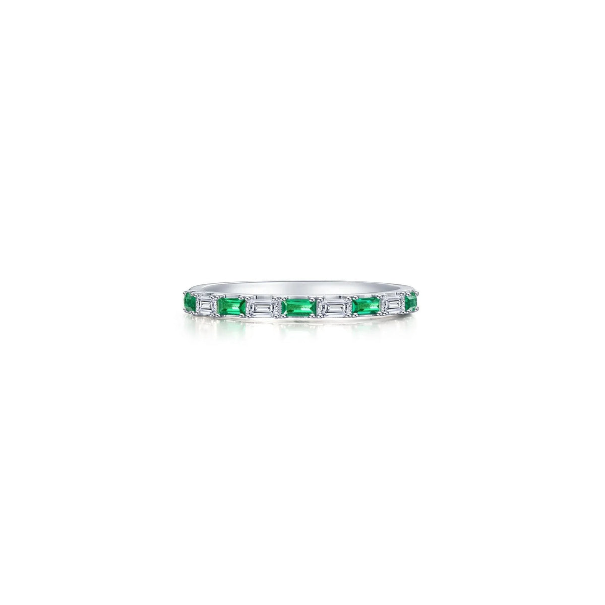 Lafonn Simulated Diamond &amp; Emerald Baguette Half-Eternity Band R0537CEP05