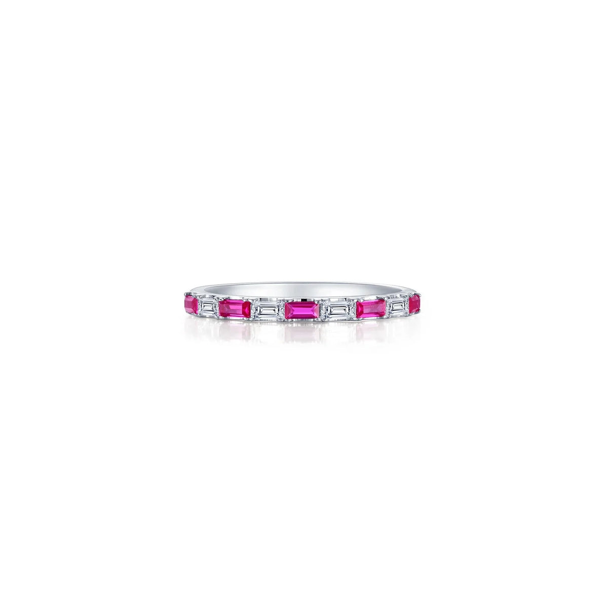 Lafonn Simulated Diamond &amp; Ruby Baguette Half-Eternity Band R0537CRP05