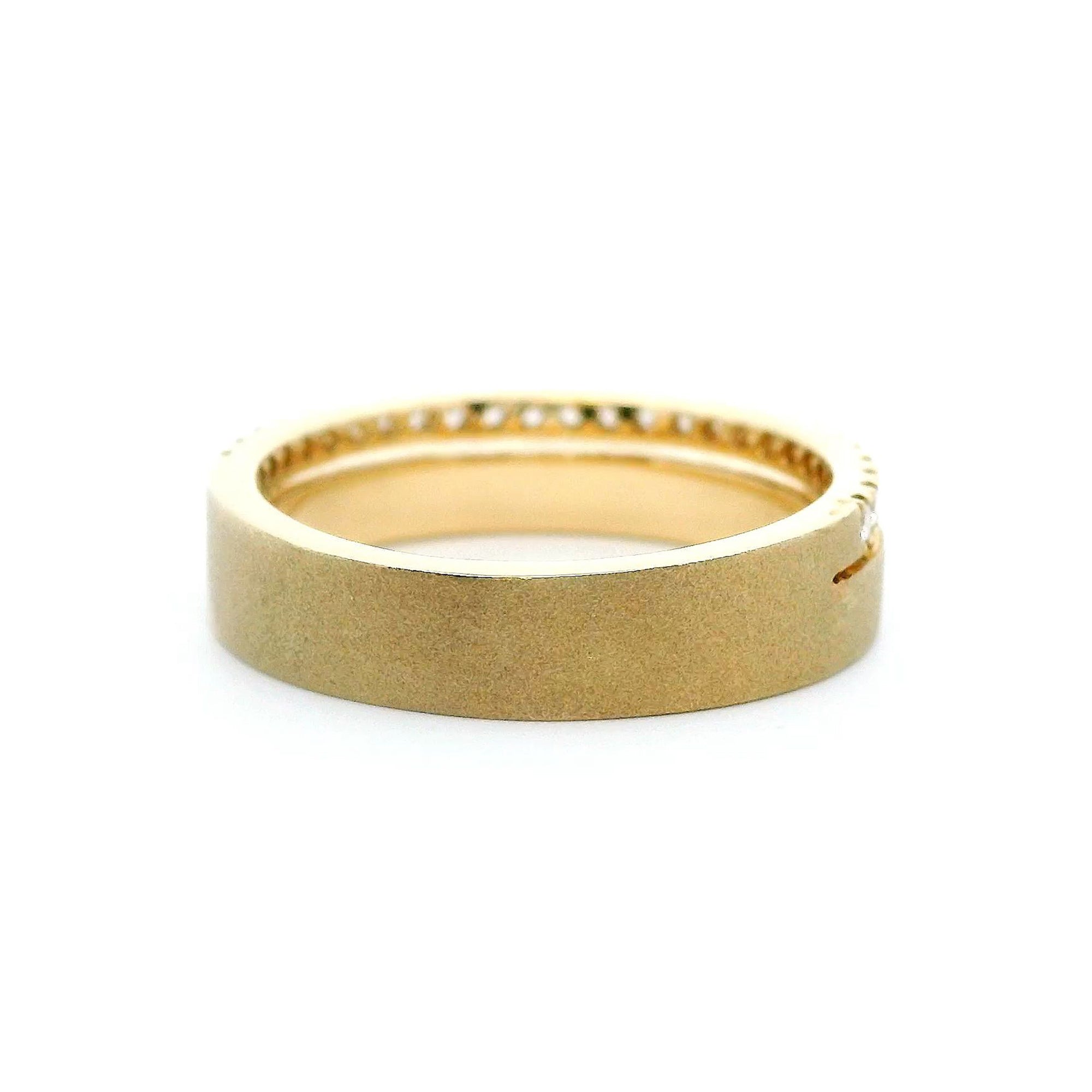 14K Yellow Gold 0.25cttw. Diamond Brushed Finish Fashion Ring