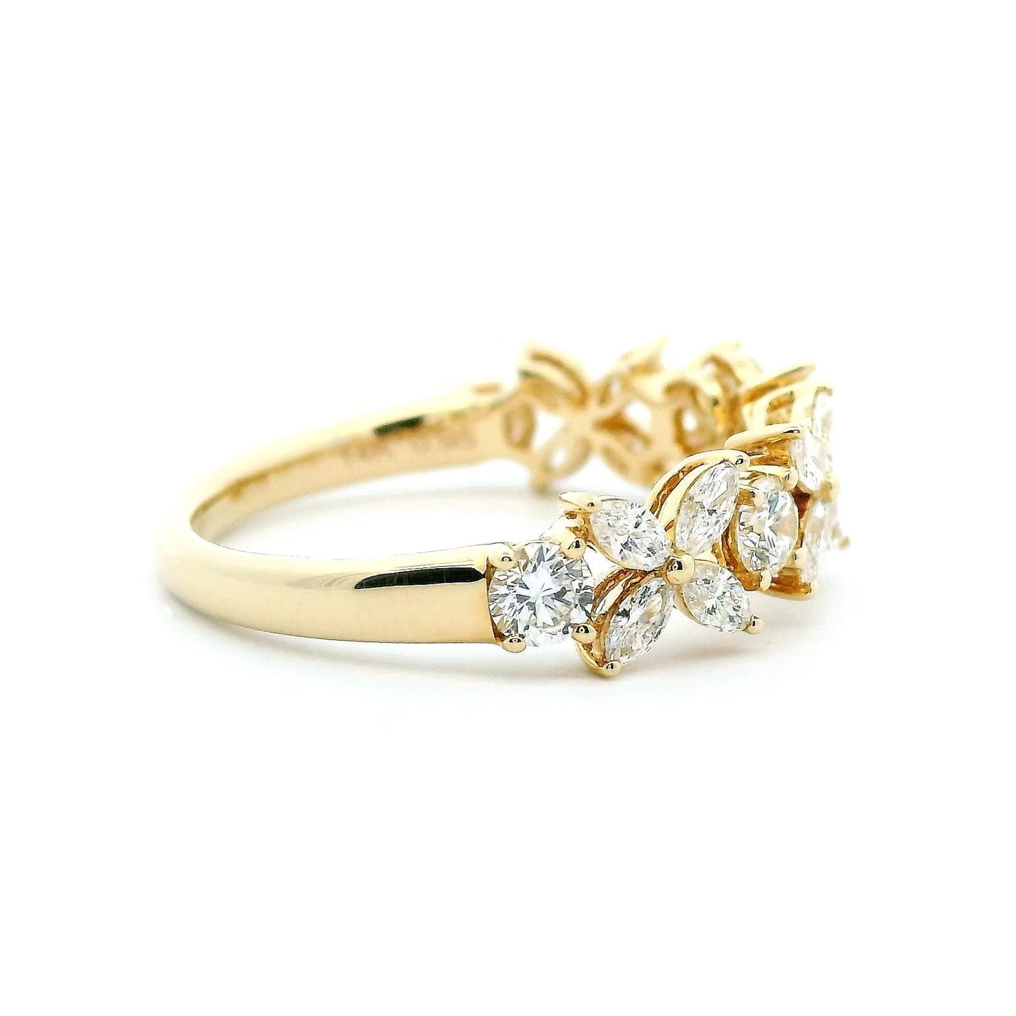 14K Yellow Gold 0.95cttw. Marquise & Round Diamond Butterfly Fashion Ring