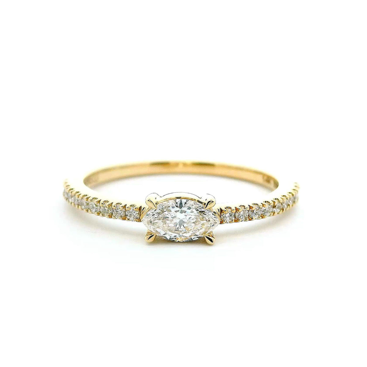 14K Yellow Gold 0.38cttw. East/West Marquise Diamond Fashion Ring