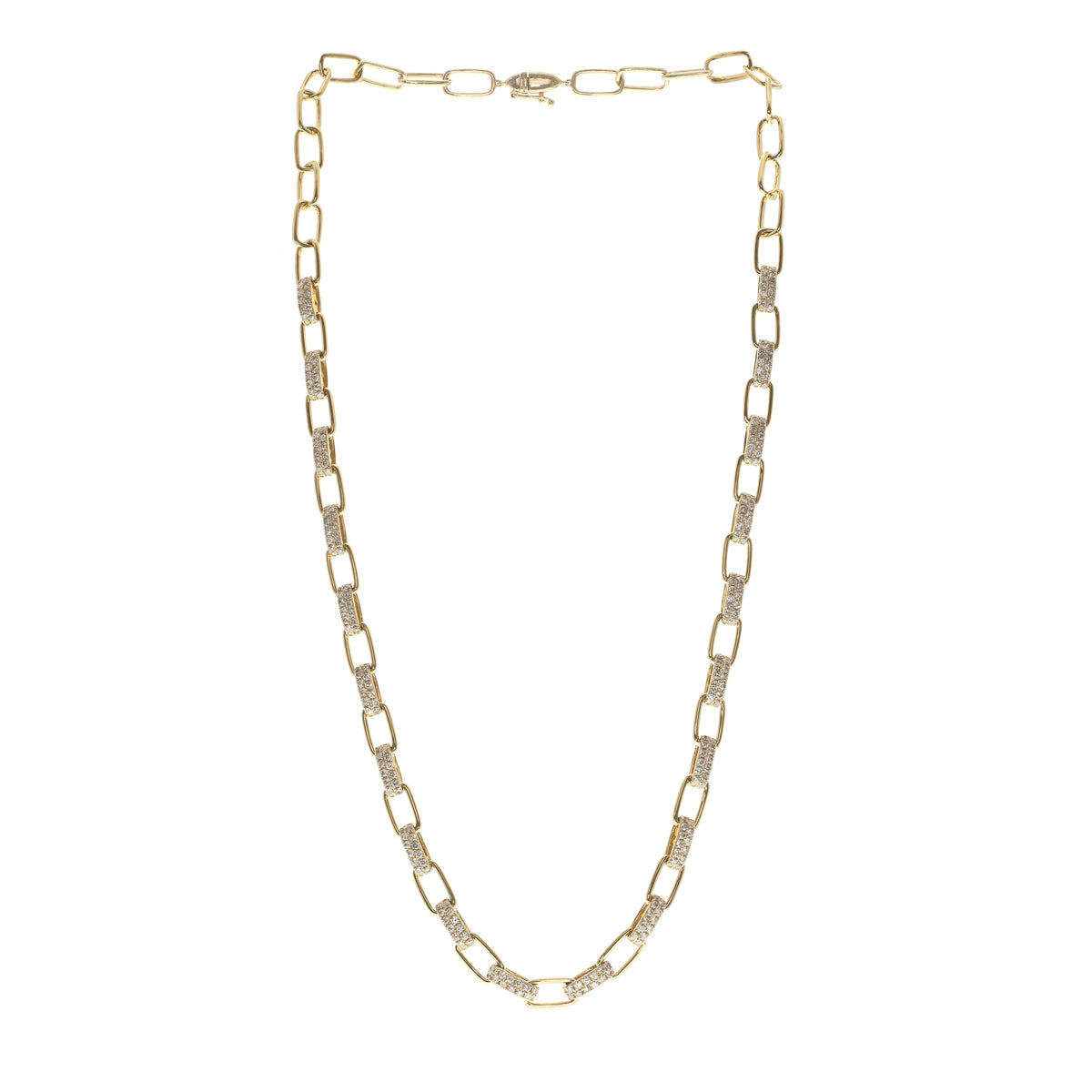 14K Yellow Gold 2.75cttw. Diamond Alternating Oval Link Necklace