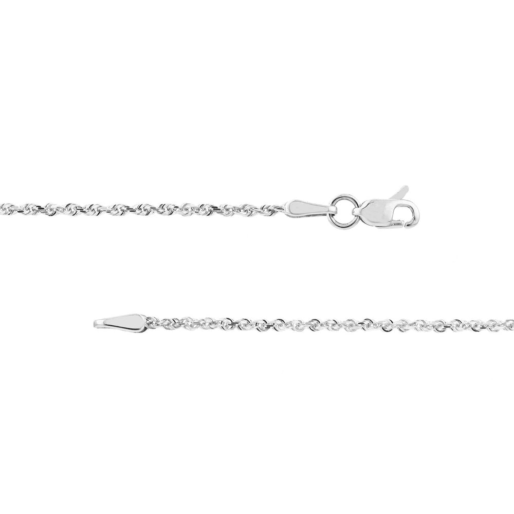 14K White Gold 1.50mm Solid Diamond Cut Rope Chain with Lobster