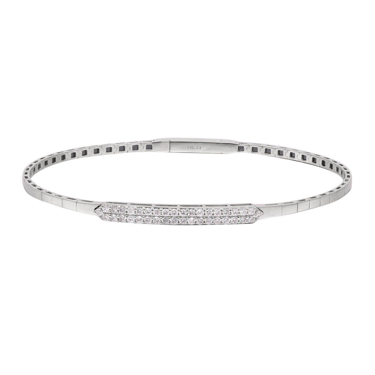 14K White Gold 0.49cttw. Diamond Flexible Bangle Bracelet