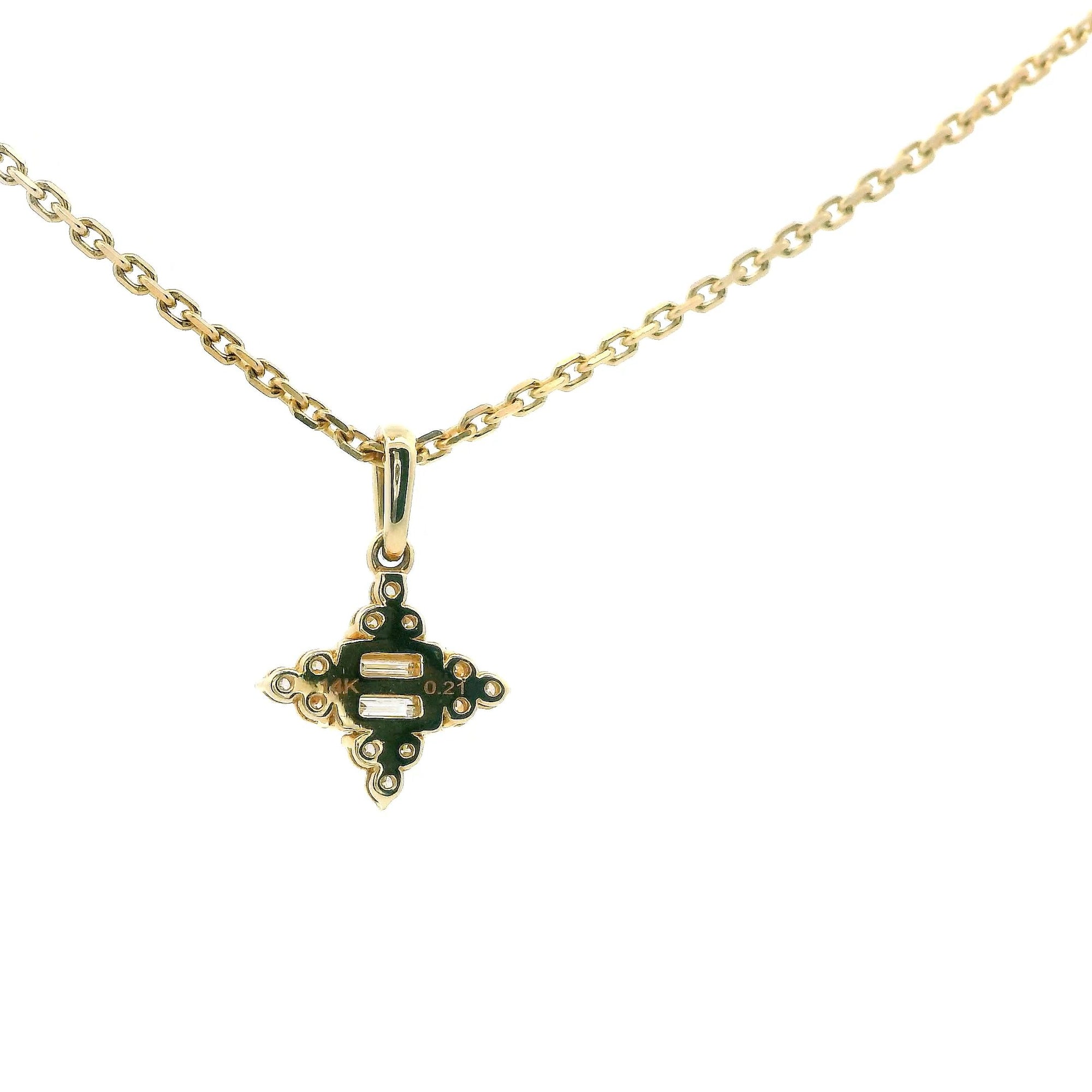 14K Yellow Gold 0.21cttw. Diamond Star Pendant Necklace