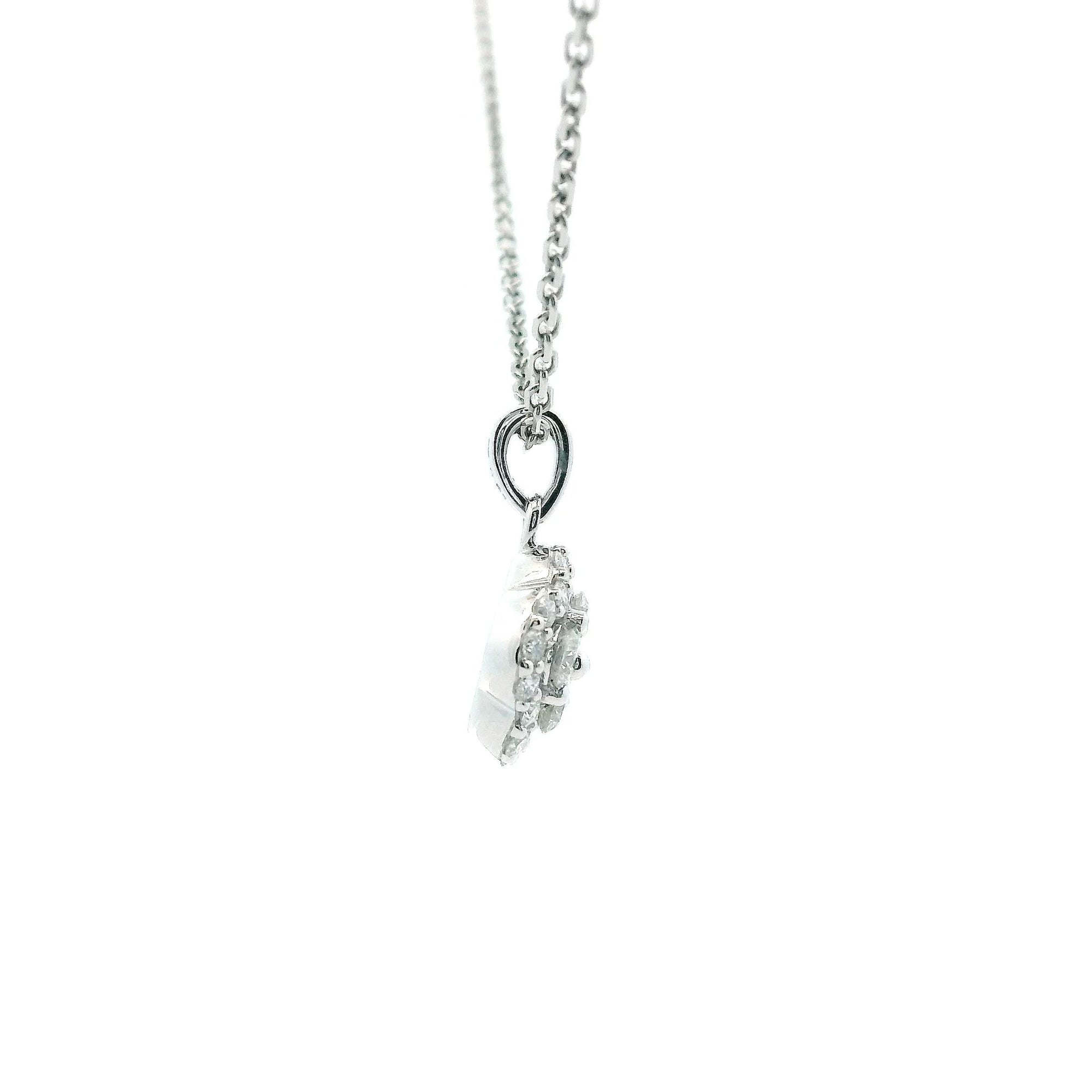 14K White Gold 0.51cttw. Diamond Clover Pendant Necklace