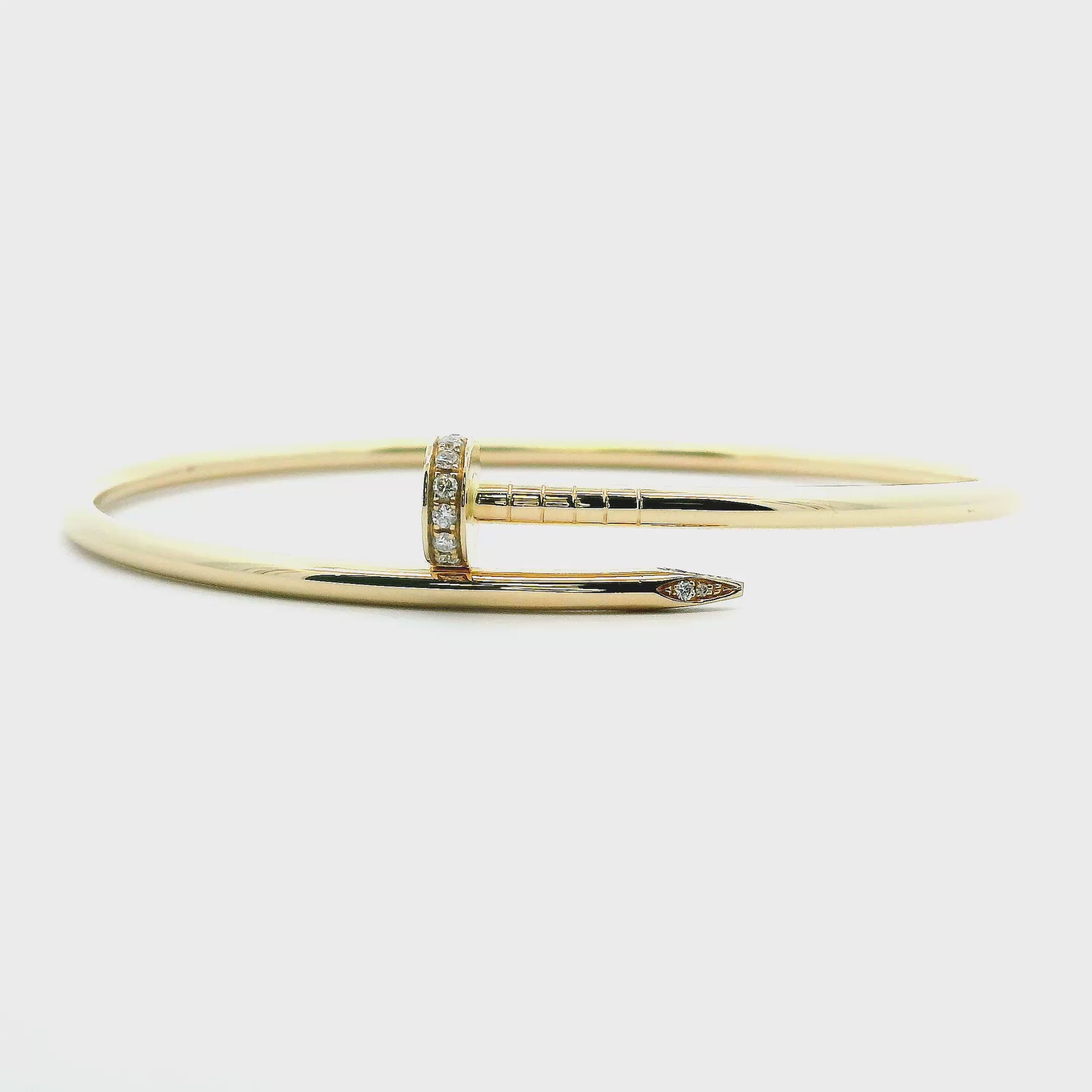 14K Yellow Gold 0.19cttw. Diamond Flexible Nail Cuff Bangle Bracelet