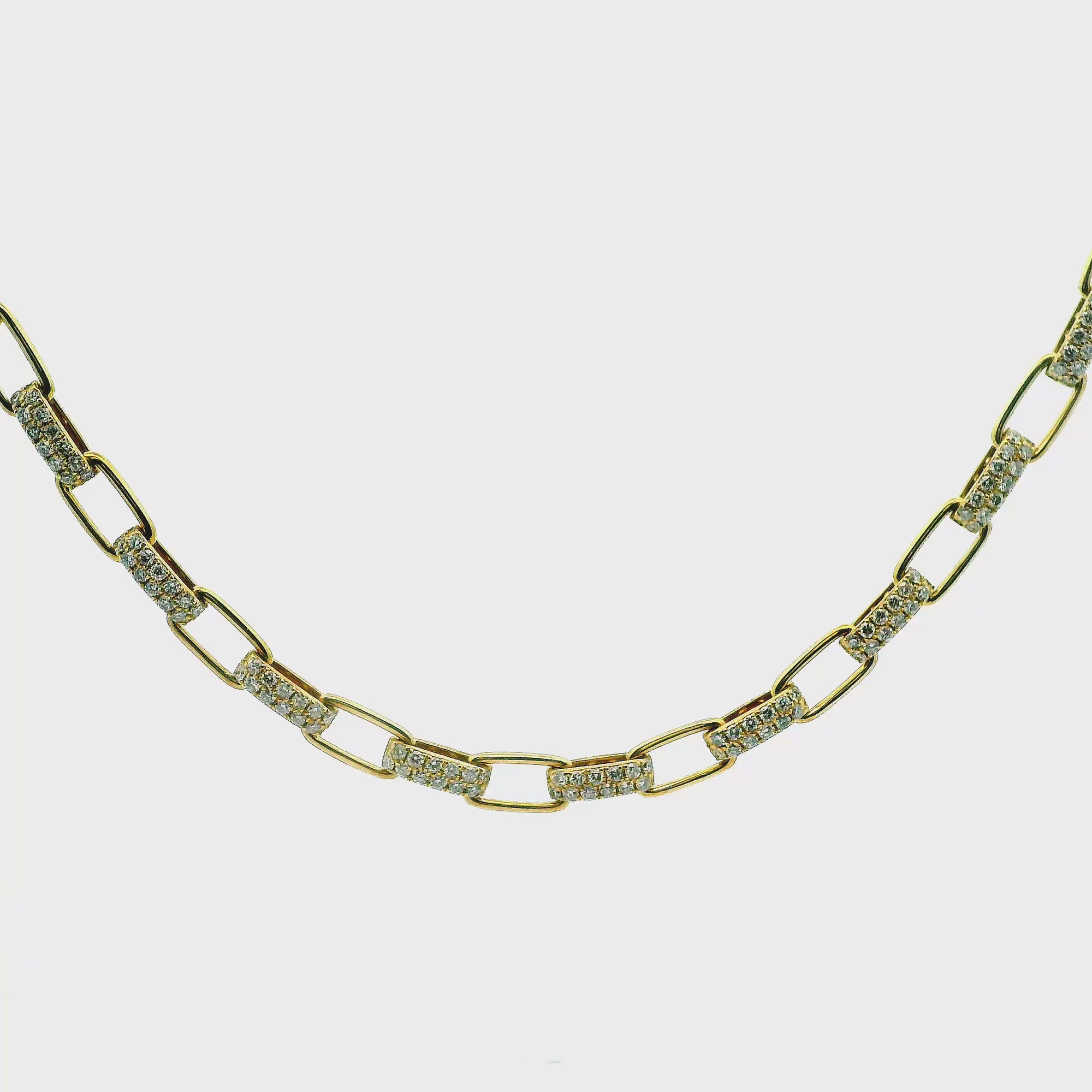 14K Yellow Gold 2.75cttw. Diamond Alternating Oval Link Necklace