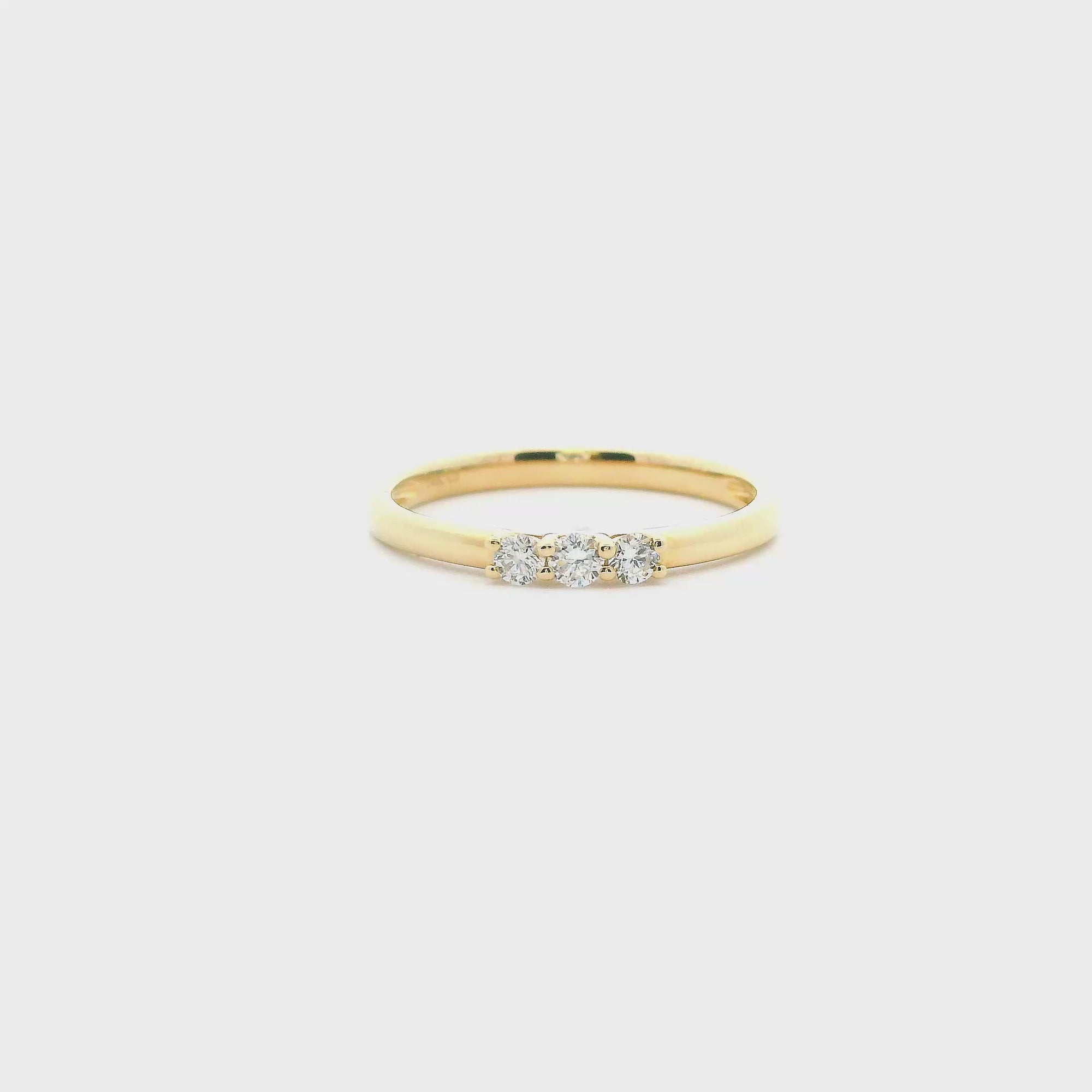 14K Yellow Gold 0.15cttw. Diamond Three Stone Fashion Ring