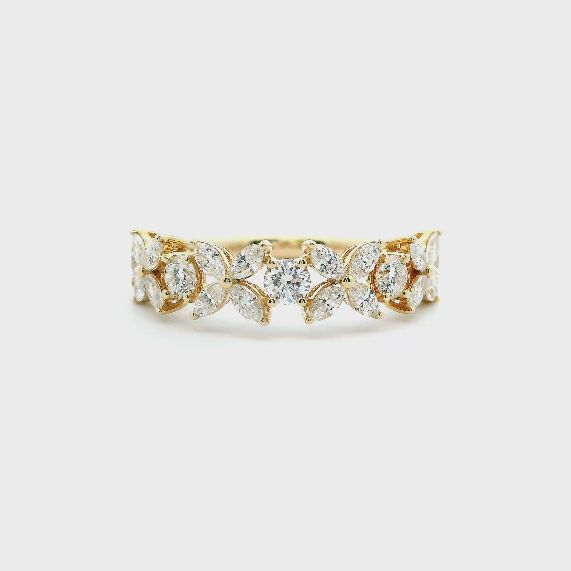 14K Yellow Gold 0.95cttw. Marquise & Round Diamond Butterfly Fashion Ring