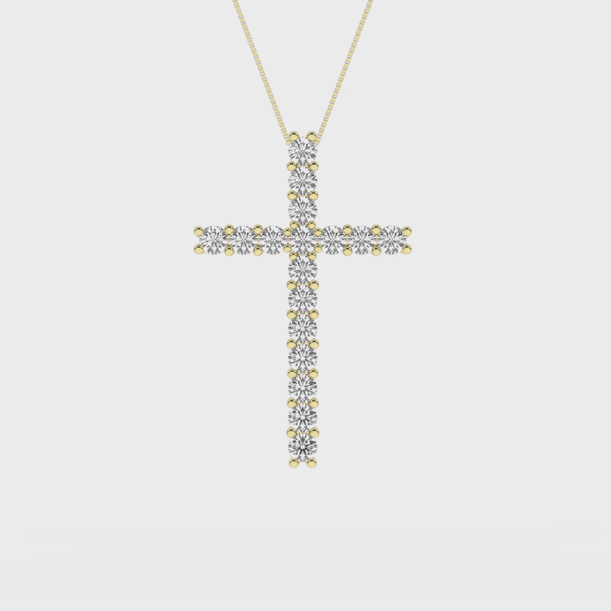 1/2 Carat Round Lab Grown Diamond 14K Gold Cross Necklace