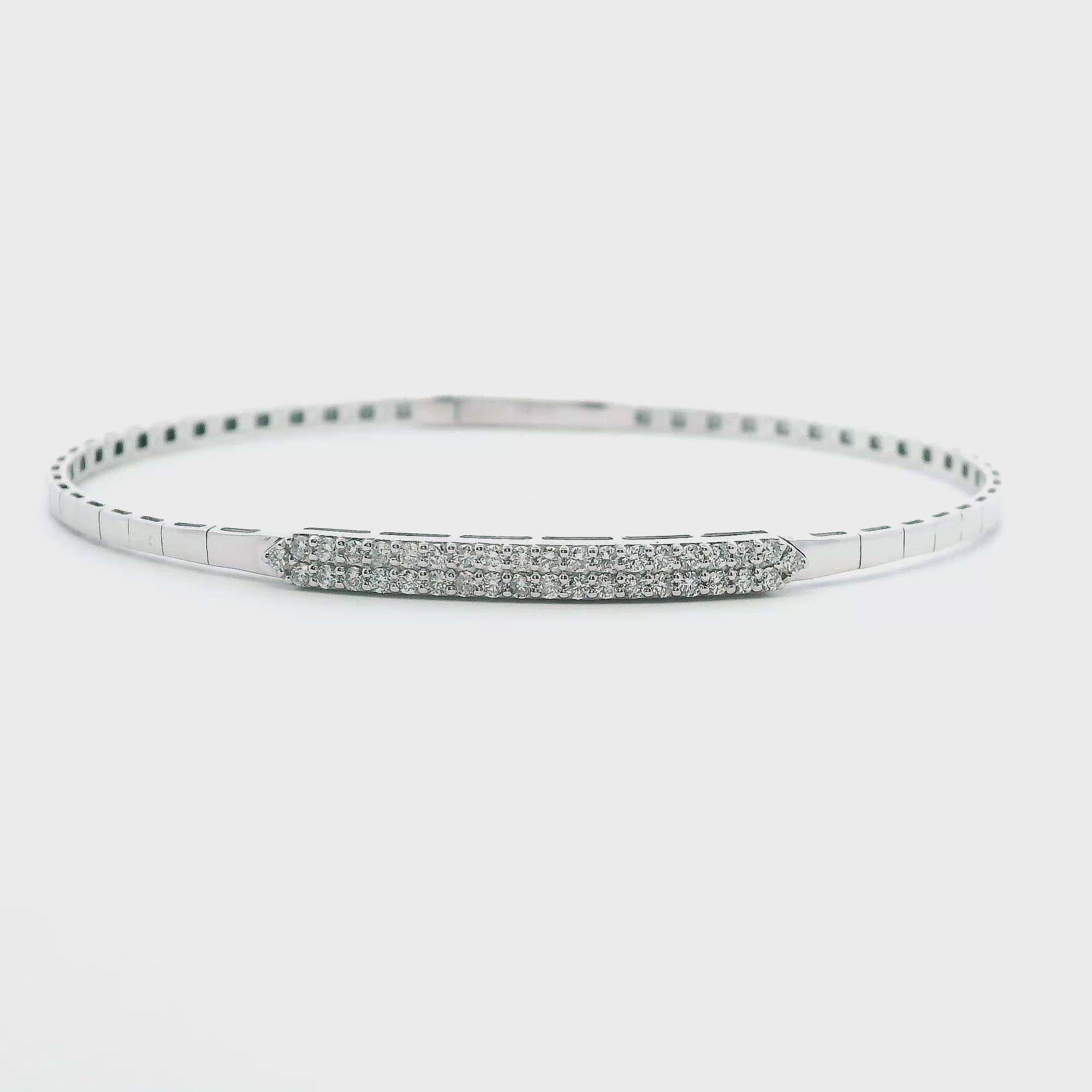 14K White Gold 0.49cttw. Diamond Flexible Bangle Bracelet