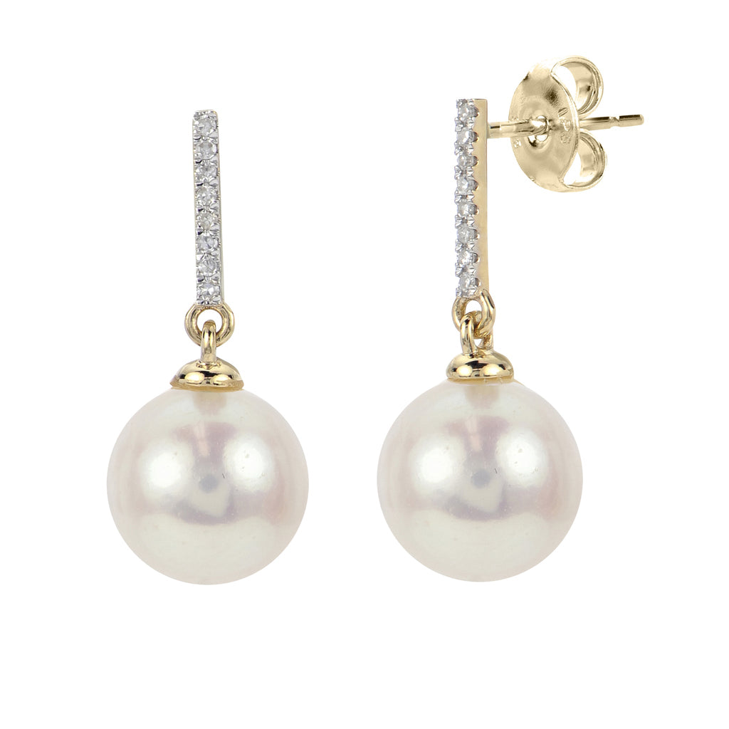 Jacmel yellow gold triple store natural pearl peirced drop earrings