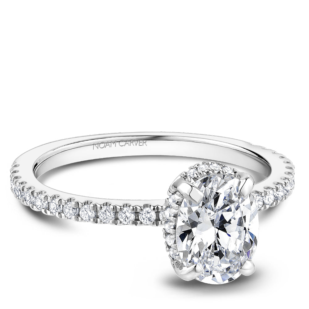Noam Carver Oval Center with Rollover Halo Diamond Engagement Ring B26 ...