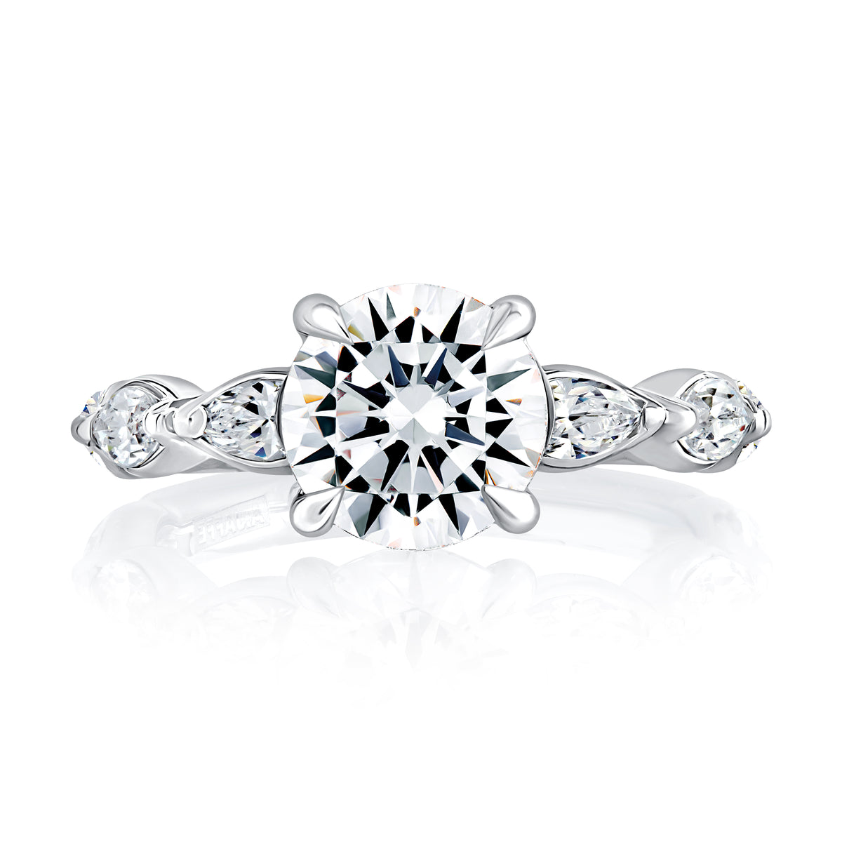 A.Jaffe Round Center with Marquise Diamond Accent Engagement Ring  MECRD2785/290