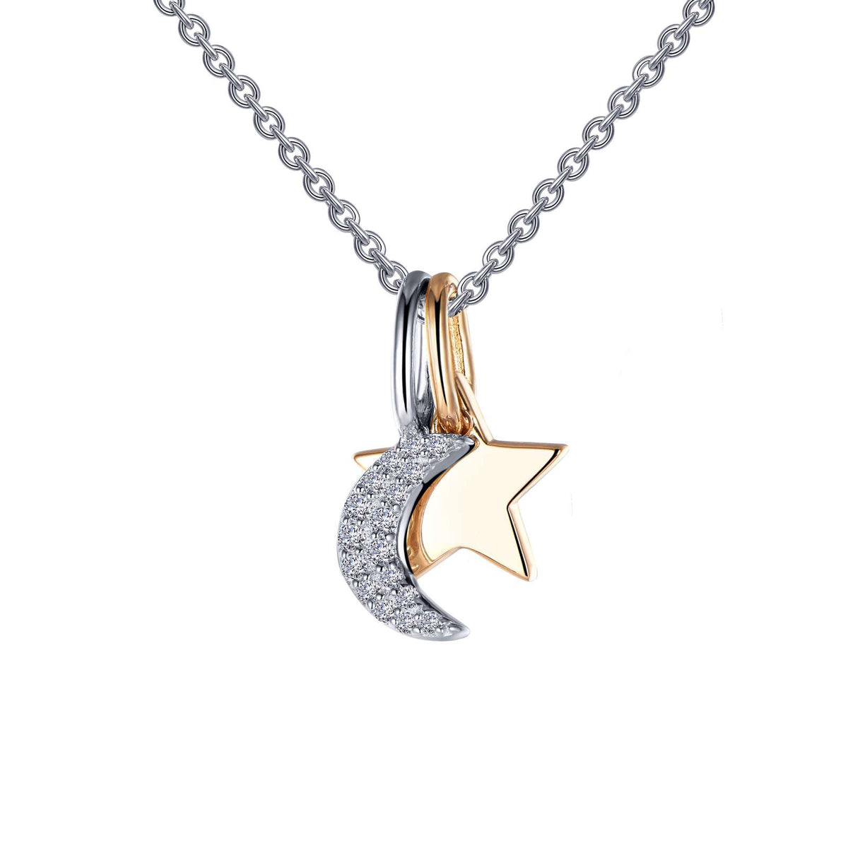 Lafonn Simulated Diamond Moon &amp; Star Shadow Charm Necklace P0220CLT20