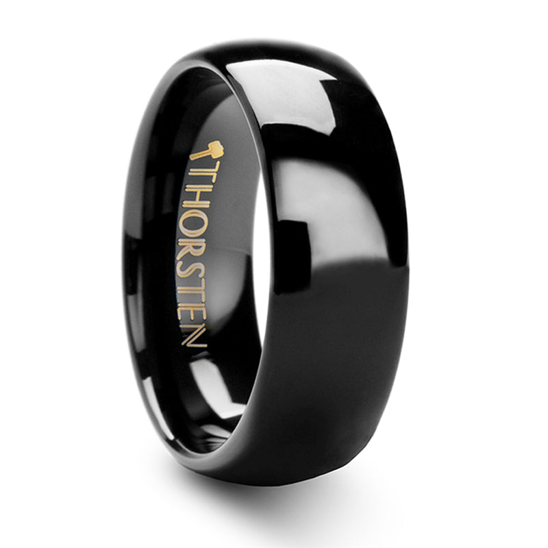 Thorsten Raven Rounded Black Tungsten Carbide Ring (4-10mm) W336-DPBT